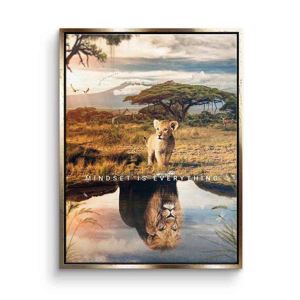 is Einstellung alles DOTCOMCANVAS® goldener africa Leinwandbild Rahmen Leinwandbild, Mindset Afrika ist everything Englisch,