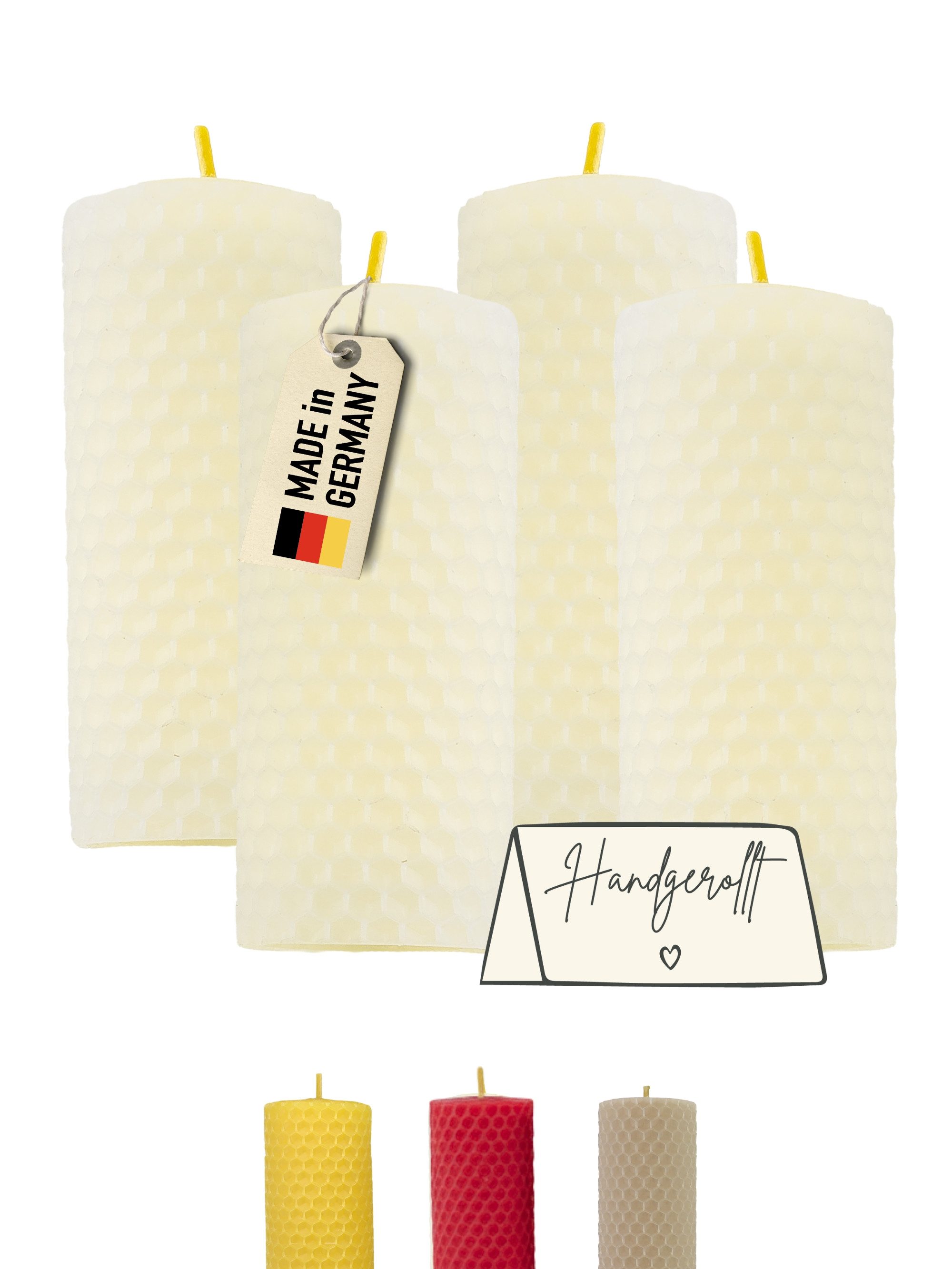 Wachsmann Bienenprodukte Bienenwachskerze handgerollt, 100 % Bienenwachs, 4 günstig online kaufen