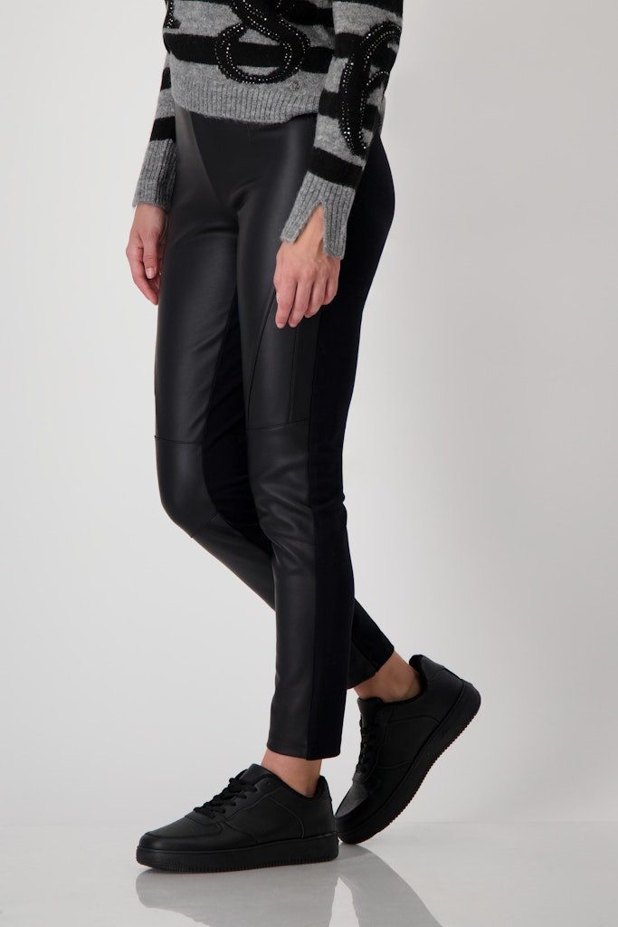 Monari 2-in-1-Hose Leggings im Materialmix schwarz günstig online kaufen