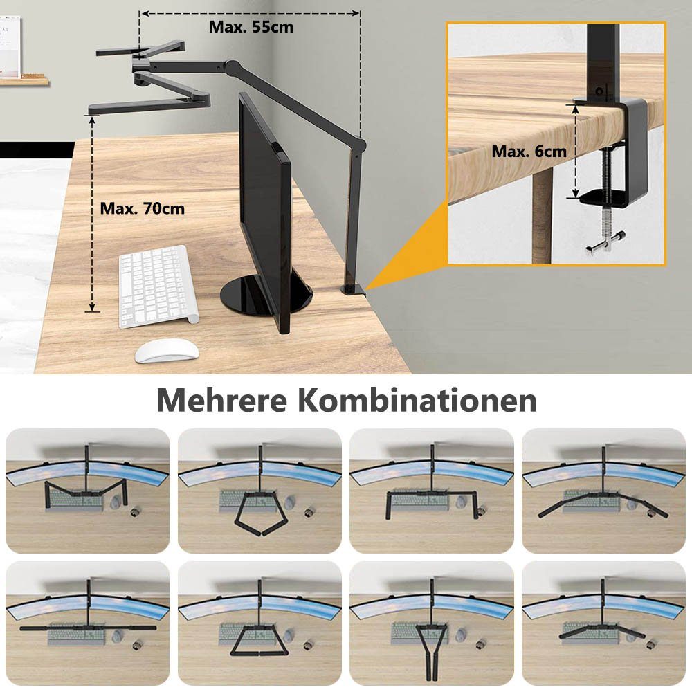 LED 105CM intelligenter 5 Stufen (3000K-6500K), Schreibtischlampe Büro Touch-Steuerung, LED Farbtemperatur 1300 dimmbar, (3000K-6500K) 24W MUPOO Schreibtischlampe LM, 5 5 Farbtemperatur Helligkeitsstufen, LED Lichtbalken, Stufen Helligkeitsstufen, Lichtsensor, der 5 der Einstellbarer Tischlampe,