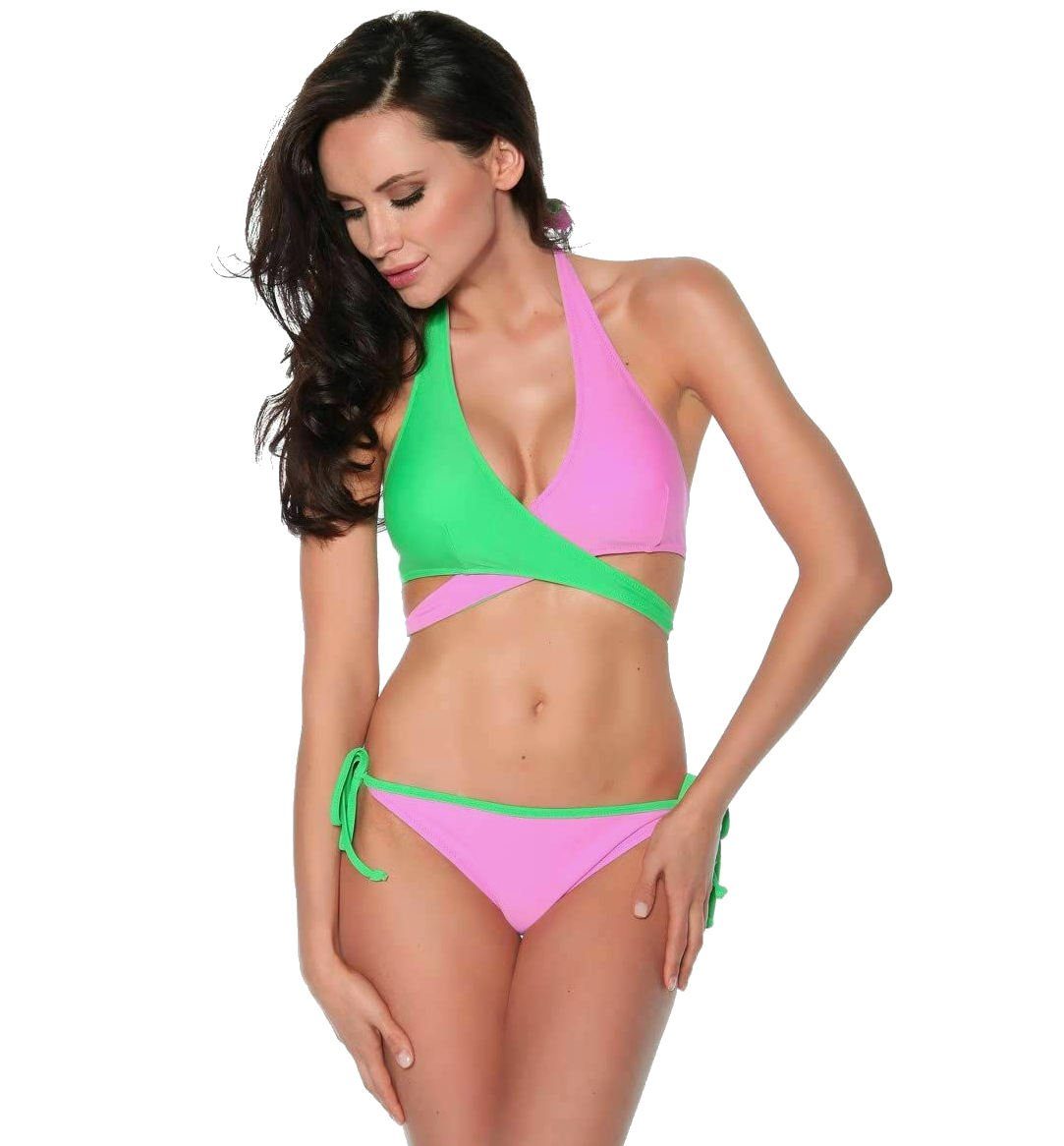 Binden Slip grün zum Bikini-BH Set Triangel Wendebikini Samegame Triangel-Bikini pink Wende-Bikini