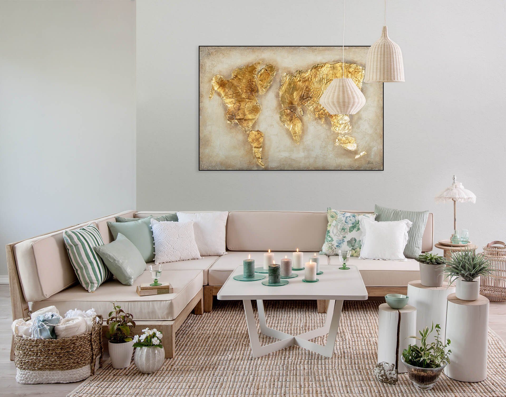 Leinwandbild Wohnzimmer Kostbarer Wandbild cm, Gemälde HANDGEMALT 120x80 100% Planet KUNSTLOFT