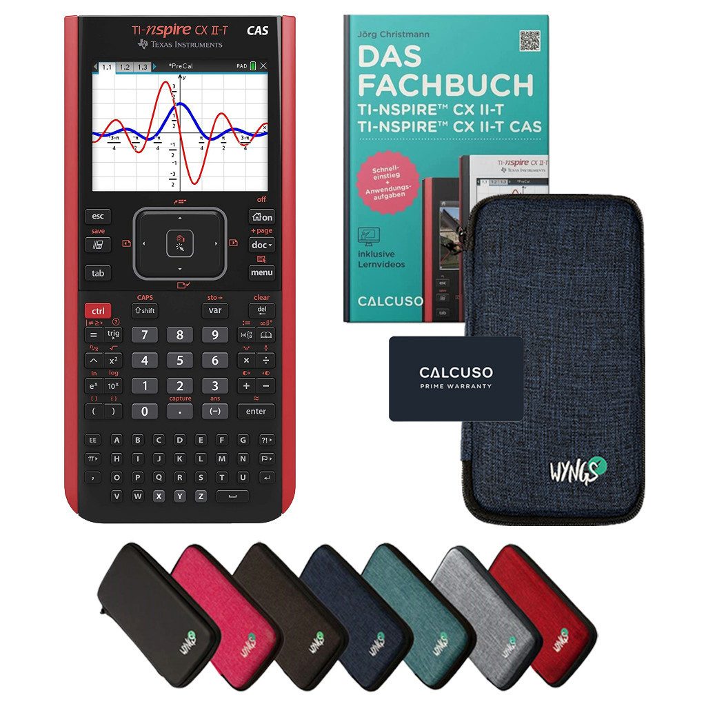 Texas Instruments Taschenrechner TI-Nspire CX II-T CAS inkl. Schutztasche Blau & Fachbuch (160 S)