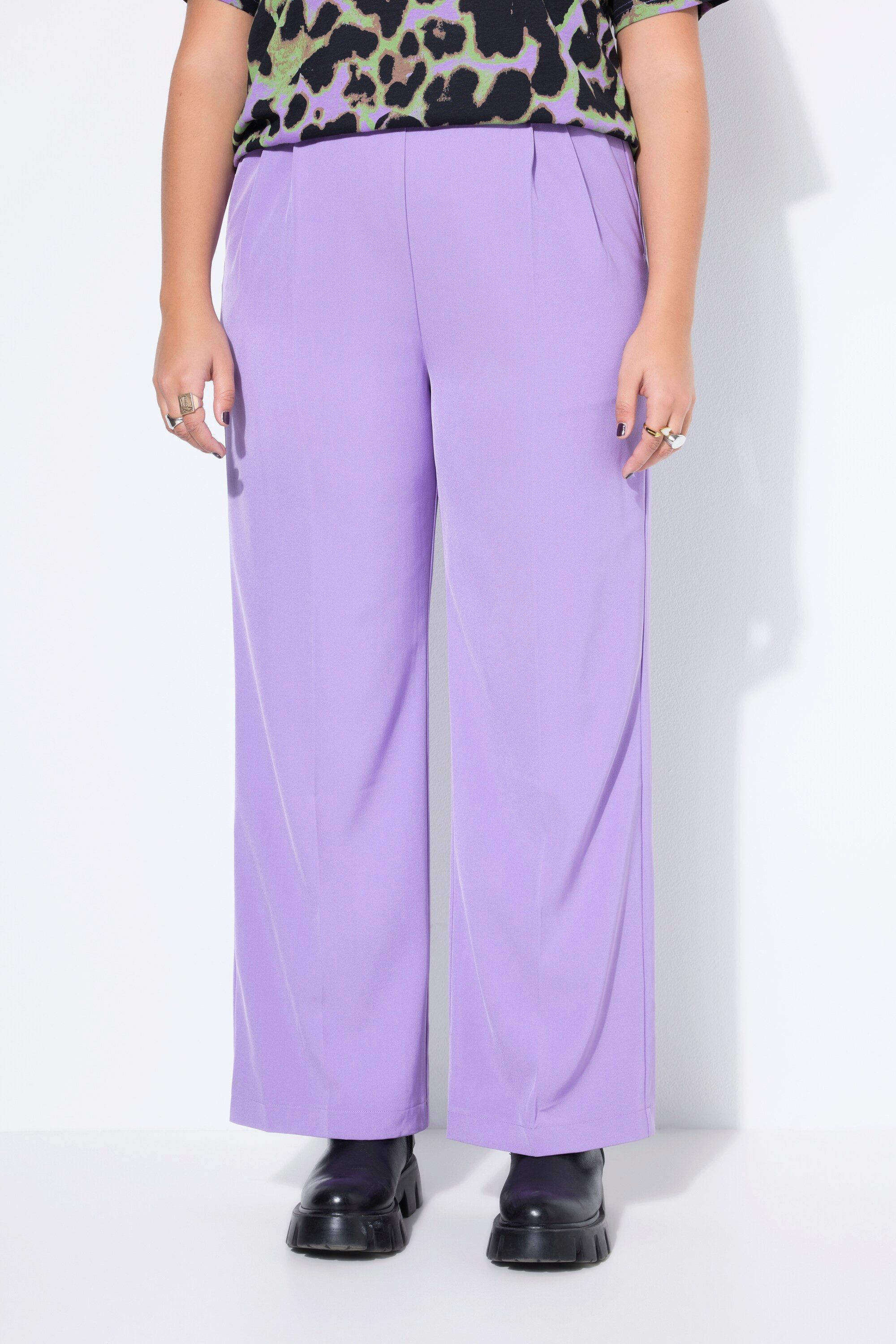 Studio Untold Schlupfhose Hose weites gerades Bein Elastikbund