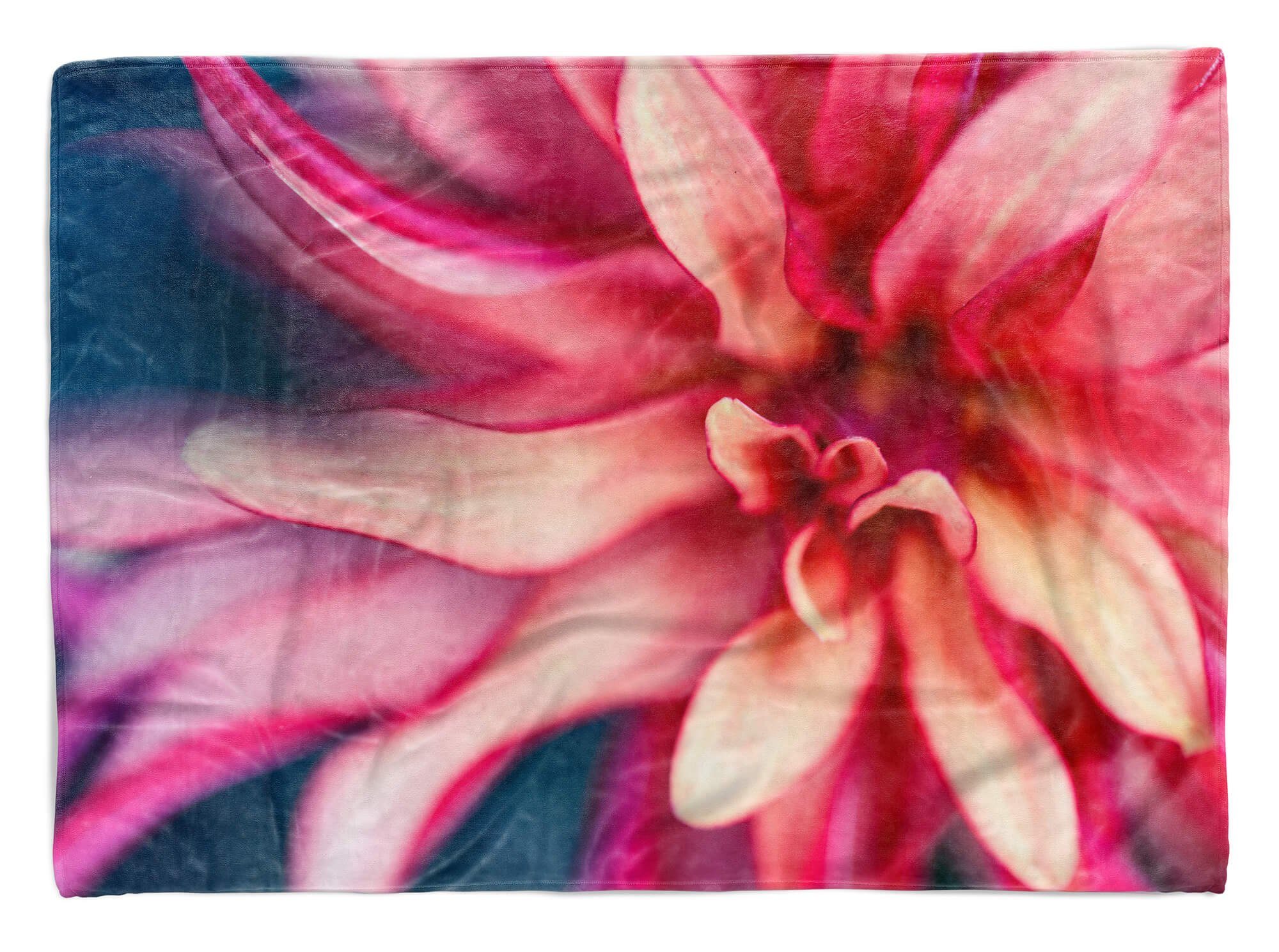 Sinus Art mit Strandhandtuch Schön, Baumwolle-Polyester-Mix Fotomotiv Handtuch (1-St), Kuscheldecke Blüte Handtücher Saunatuch Blumen Handtuch