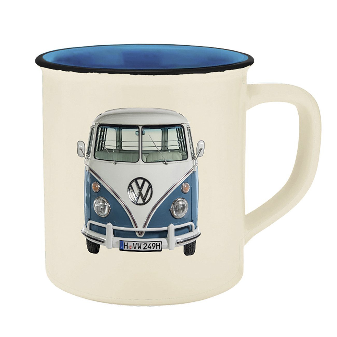 Geda Labels GmbH Tasse VW blauer Bulli Emaille-Optik 400ml, 1-tlg., Keramik, Blau, 400ml, spülmaschinengeeignet