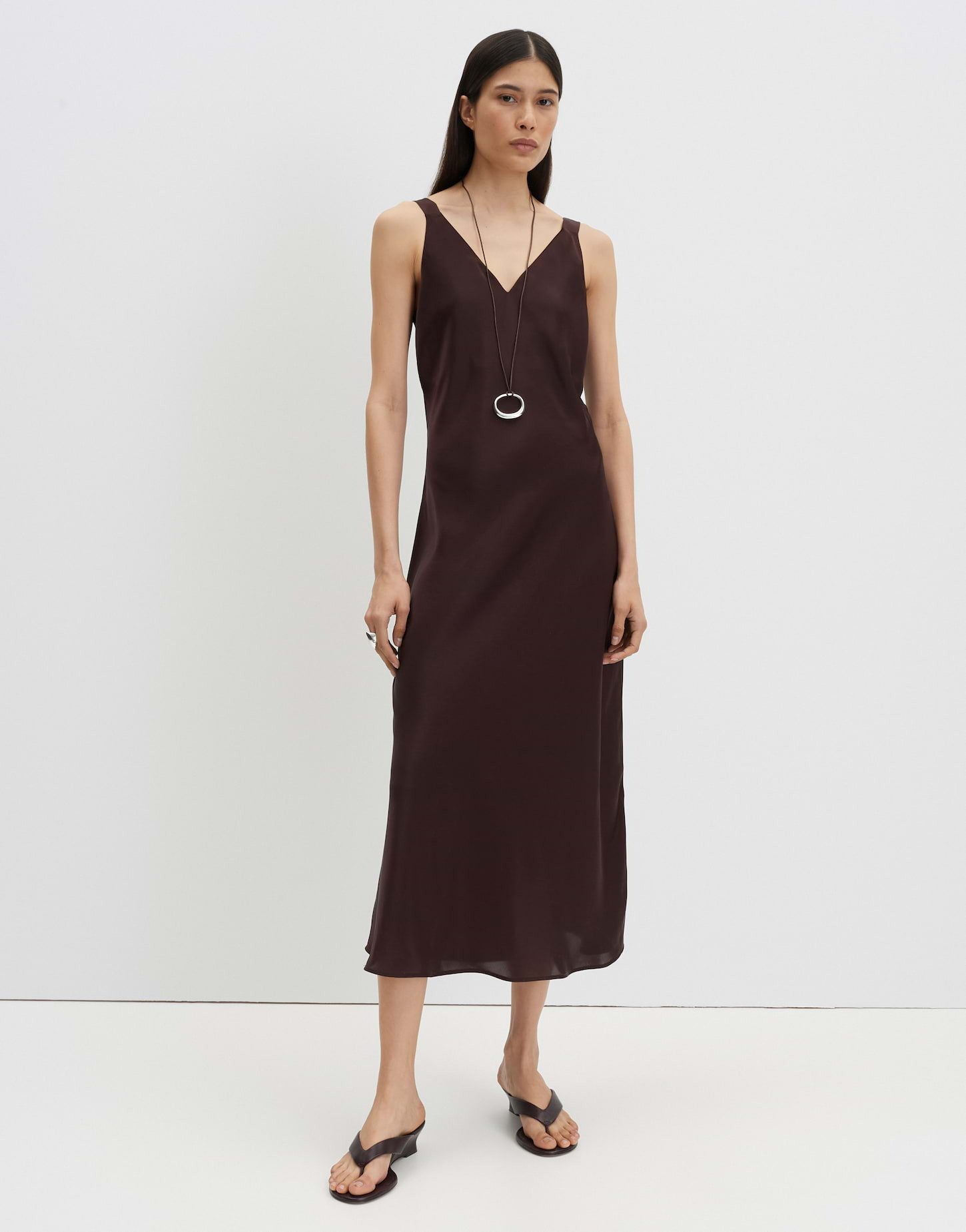 someday Midikleid Qova pure aus Satin mit schimmernder Oberfläche Fließende A-Linie für elegante Looks