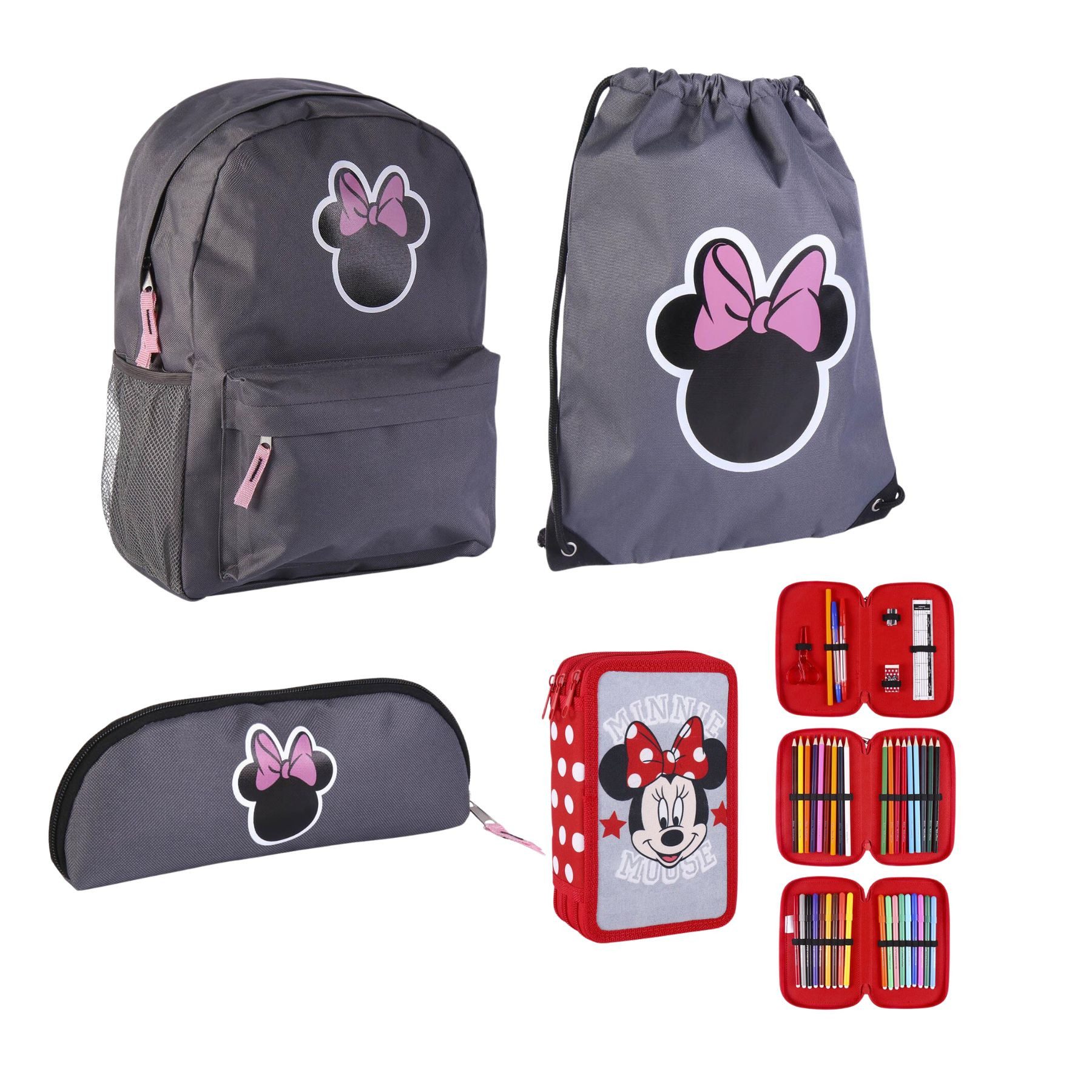 Disney Minnie Mouse Schulrucksack Schulpaketangebot Komplett-Set 4 Tlg. für Kinder