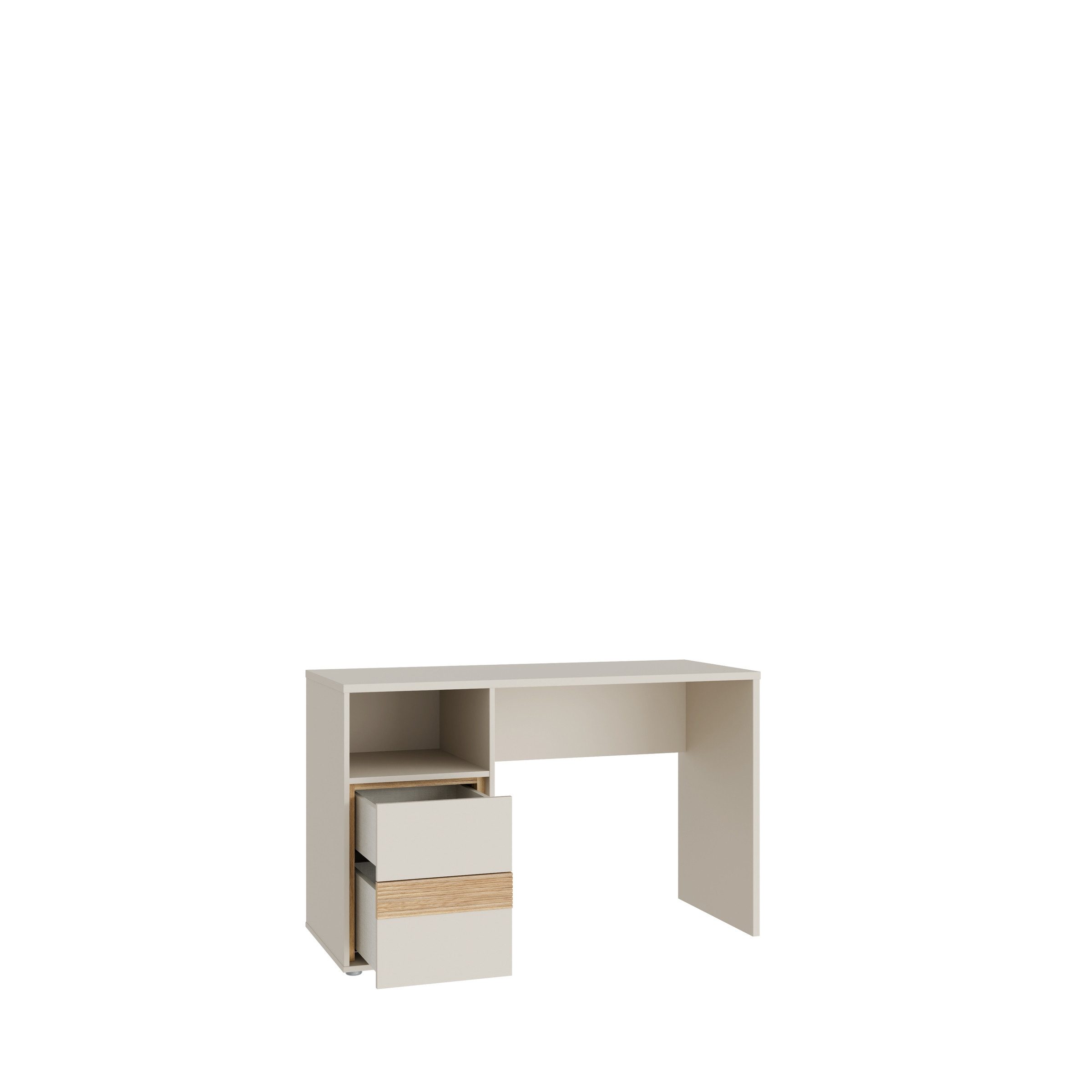 PREISBRECHER Schreibtisch WEXLIN, 2 Schübe, Sand / Mauvella Eiche Dekor - 119,7x75,7x50,2cm (BxHxT)
