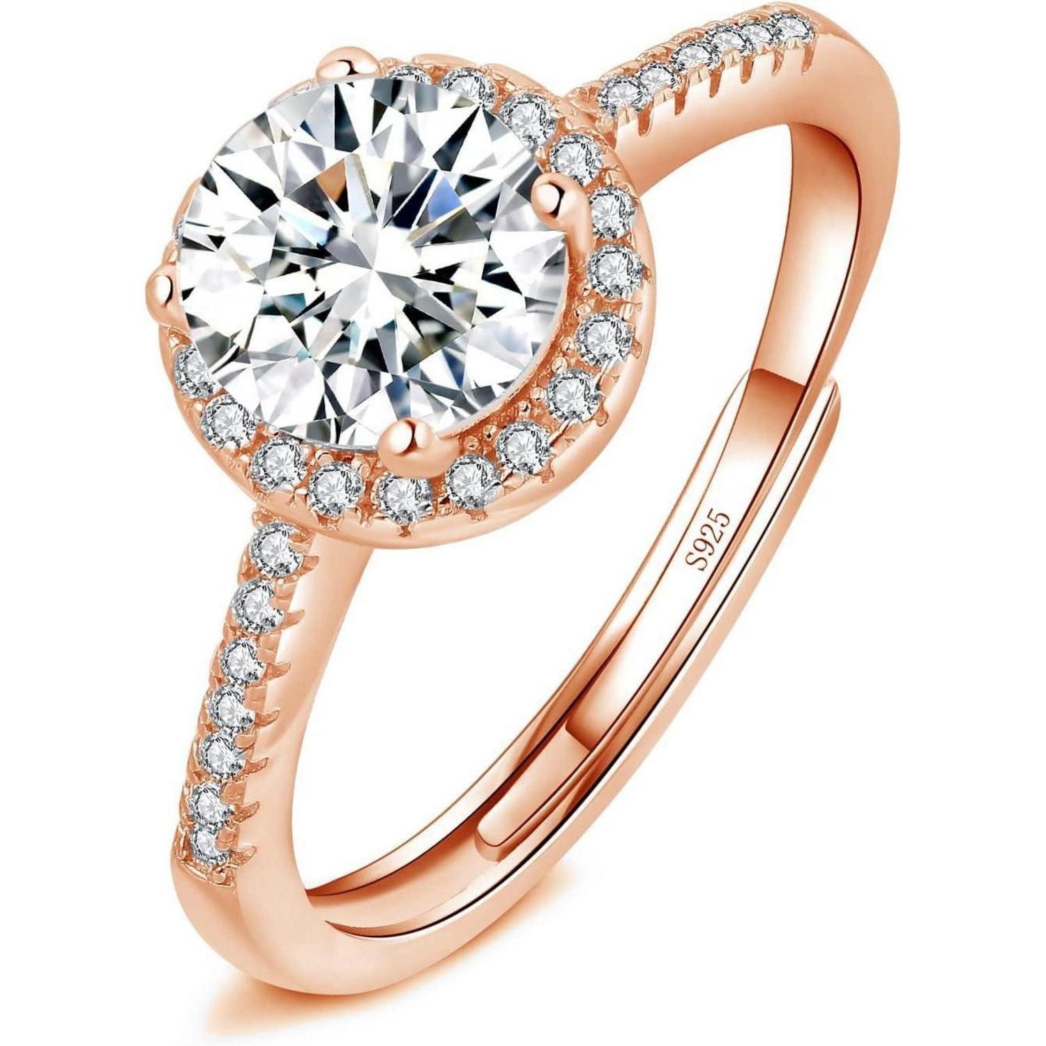 LuxusKollektion Verlobungsring Ringe Silber 925 Sterling Zirkonia Trauringe Damen Rund Rosegold