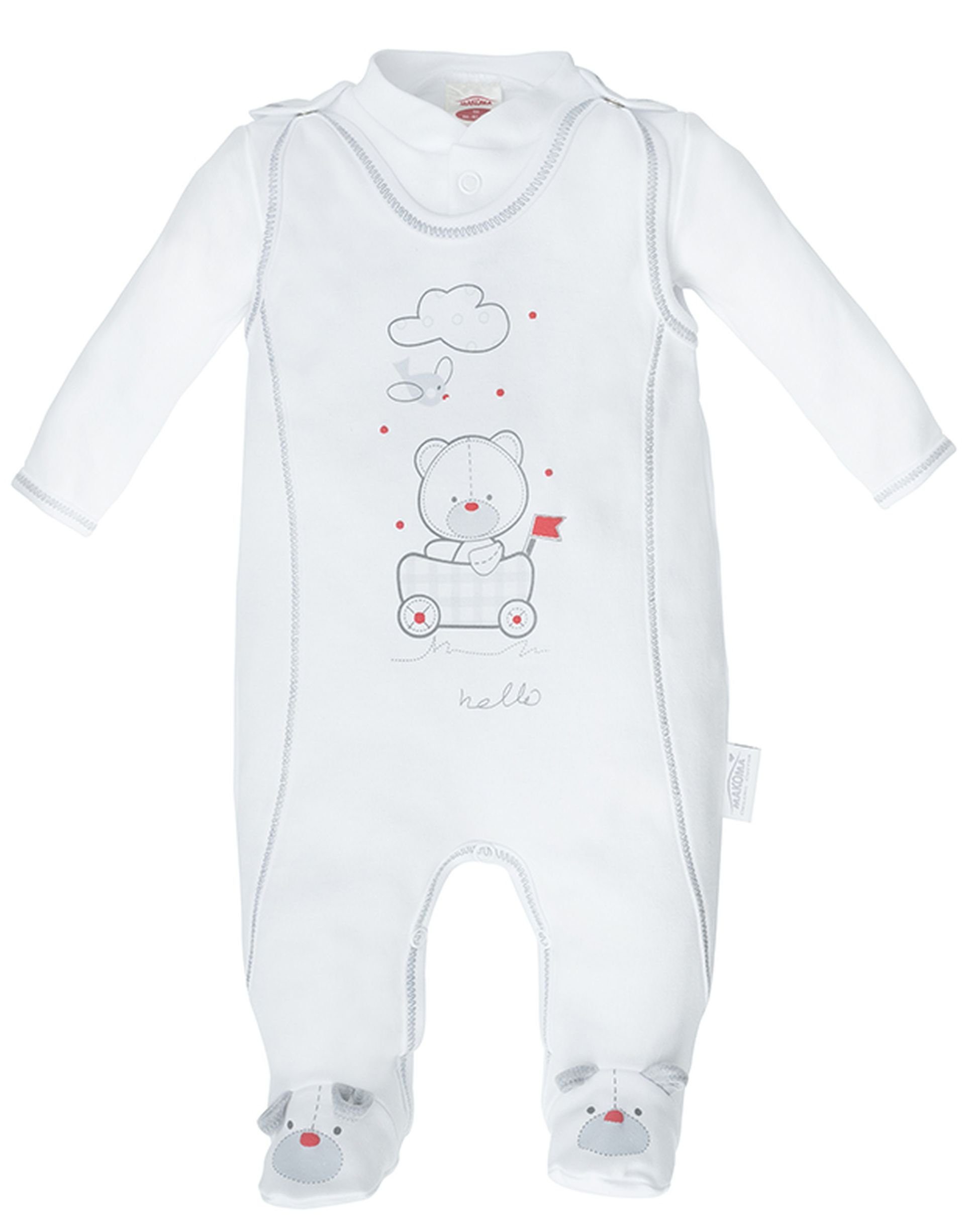 Baby Baumwolle Makoma 2-tlg) Set Langarmshirt Neugeborene für Neutral Weiß mit Strampler (Set, Strampler 100%