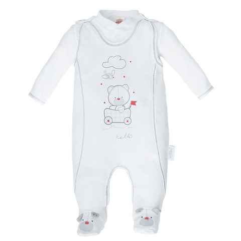 Makoma Strampler Baby Strampler Set mit Langarmshirt Neutral Weiß für Neugeborene (Set, 2-tlg) 100% Baumwolle