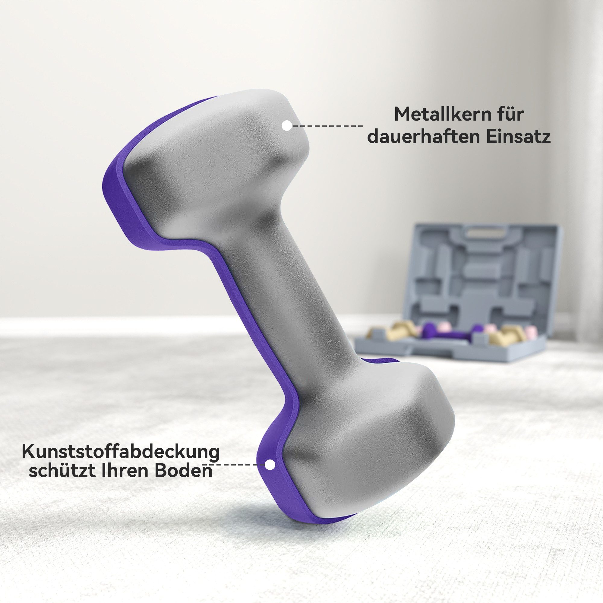 SPORTNOW Hantel-Set mit Tragtasche, 1kg, 1,5kg, 2kg Kurzhanteln, (6er Set Hanteln, Kurzhantelset aus Stahl), für Männer und Frauen, für Zuhause, Fitnessstudio, Krafttraining