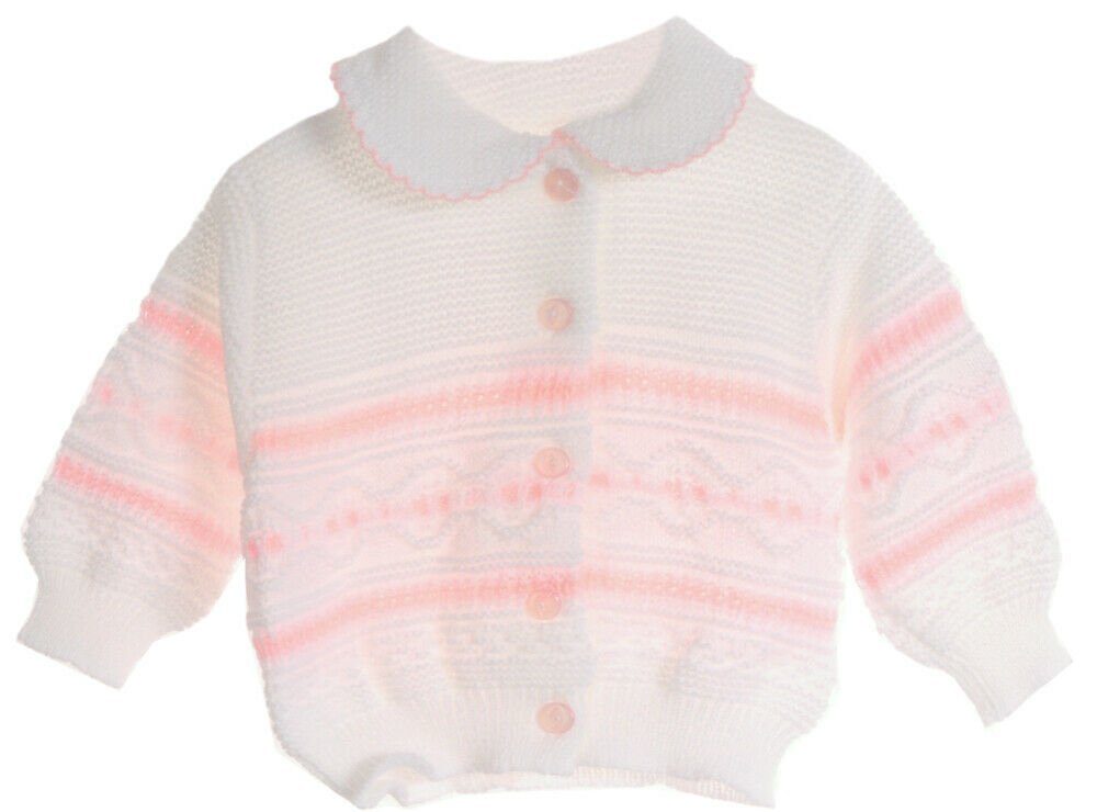 Strickjacke Baby Strickjacke Pullover in Milchweiß Rosa