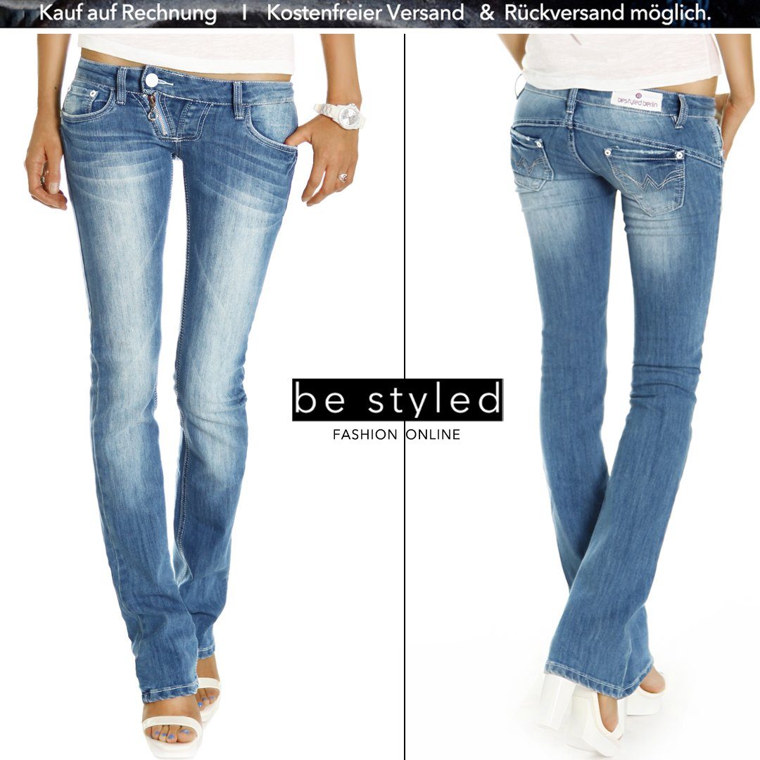 Hüftjeans, Low-rise-Jeans j99a gerade ultra Damen be niedrige styled Hosen