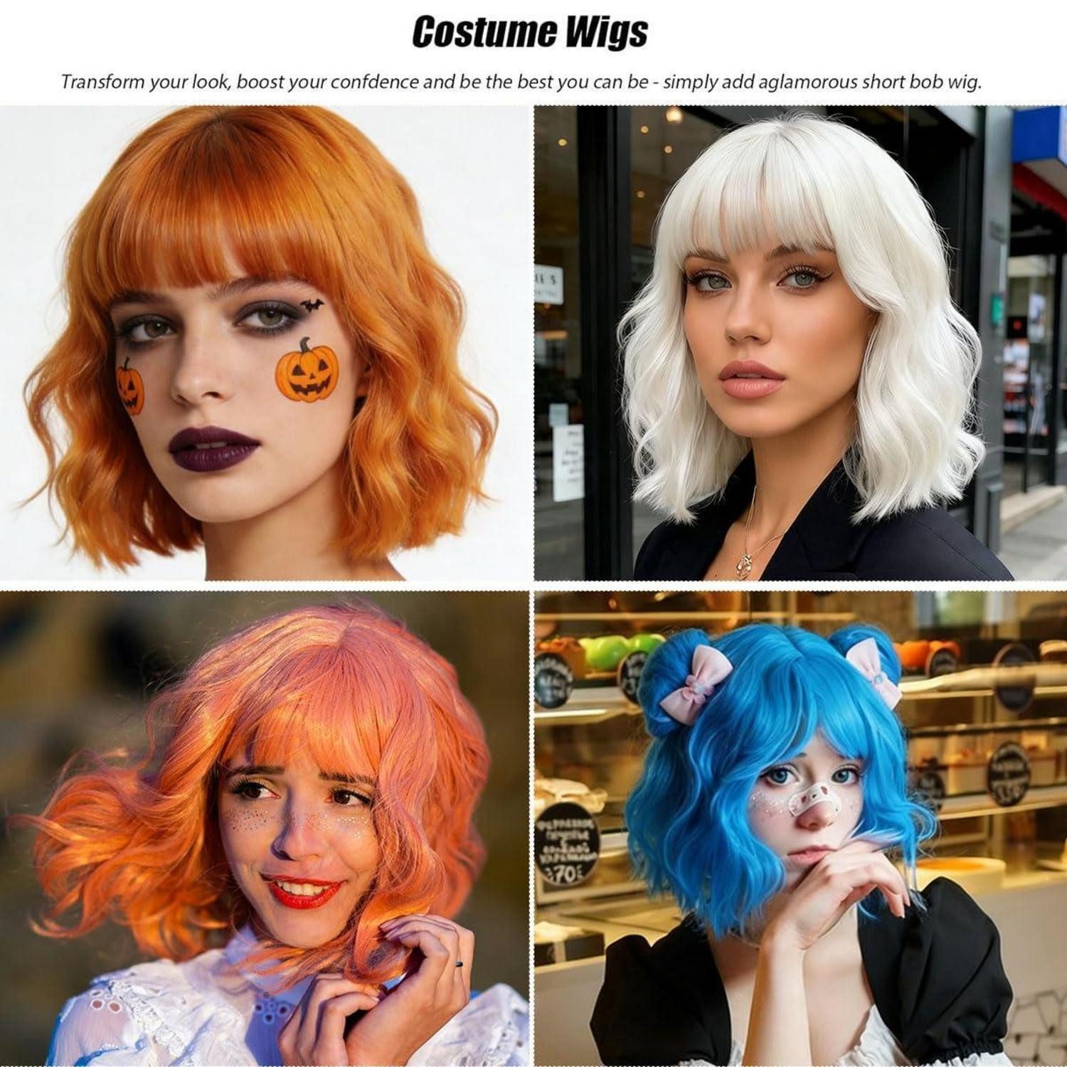 LuxusKollektion Kostüm-Perücke Perücke Damen Bob Pony Cosplay Halloween Kostüm Rot