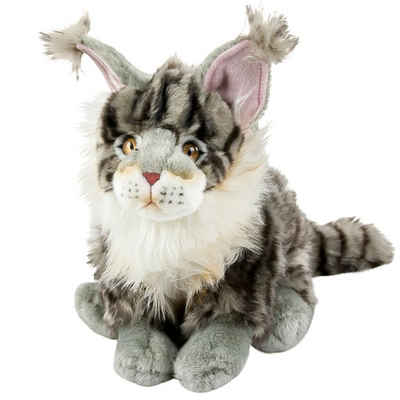Teddys Rothenburg Kuscheltier Maine Coon Katze 25 cm sitzend grau getigert Uni-Toys