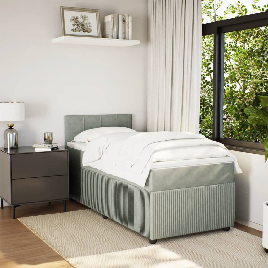 vidaXL Bett Boxspringbett mit Matratze Hellgrau günstig online kaufen
