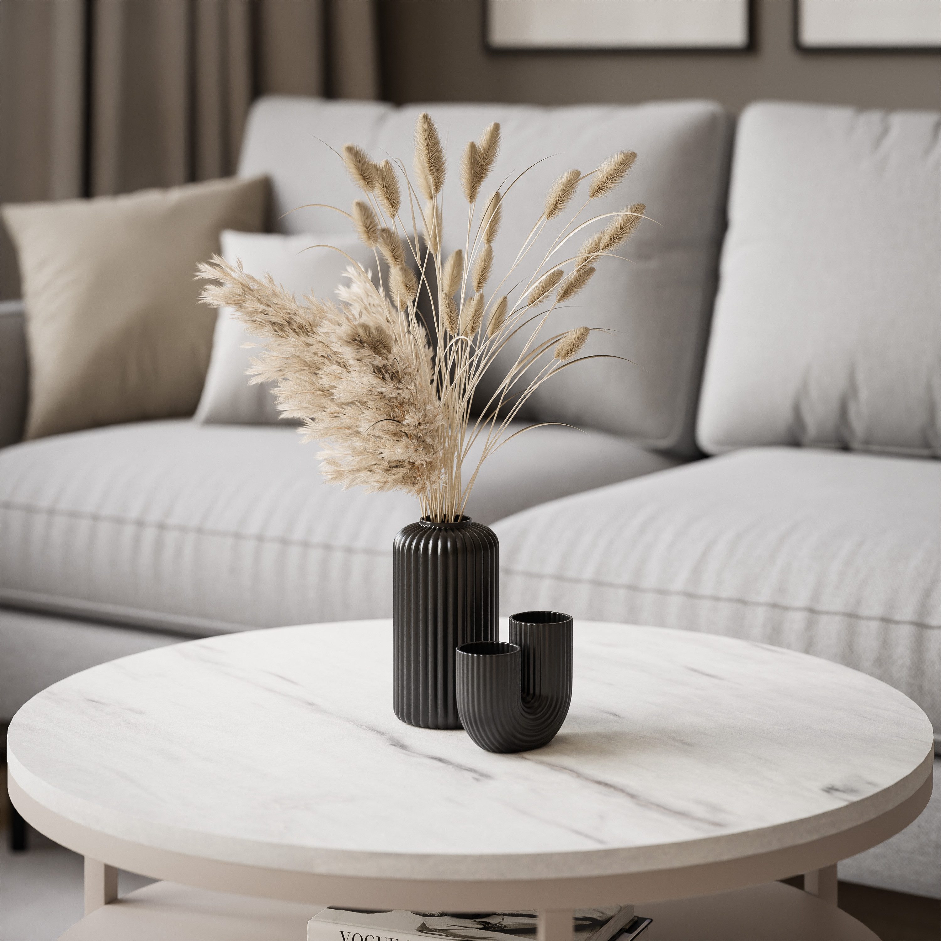 Lookway Couchtisch CIRI SLIM MATT Kaschmir mit Ablage (1 Tisch), Durchmesser: ⌀60 cm