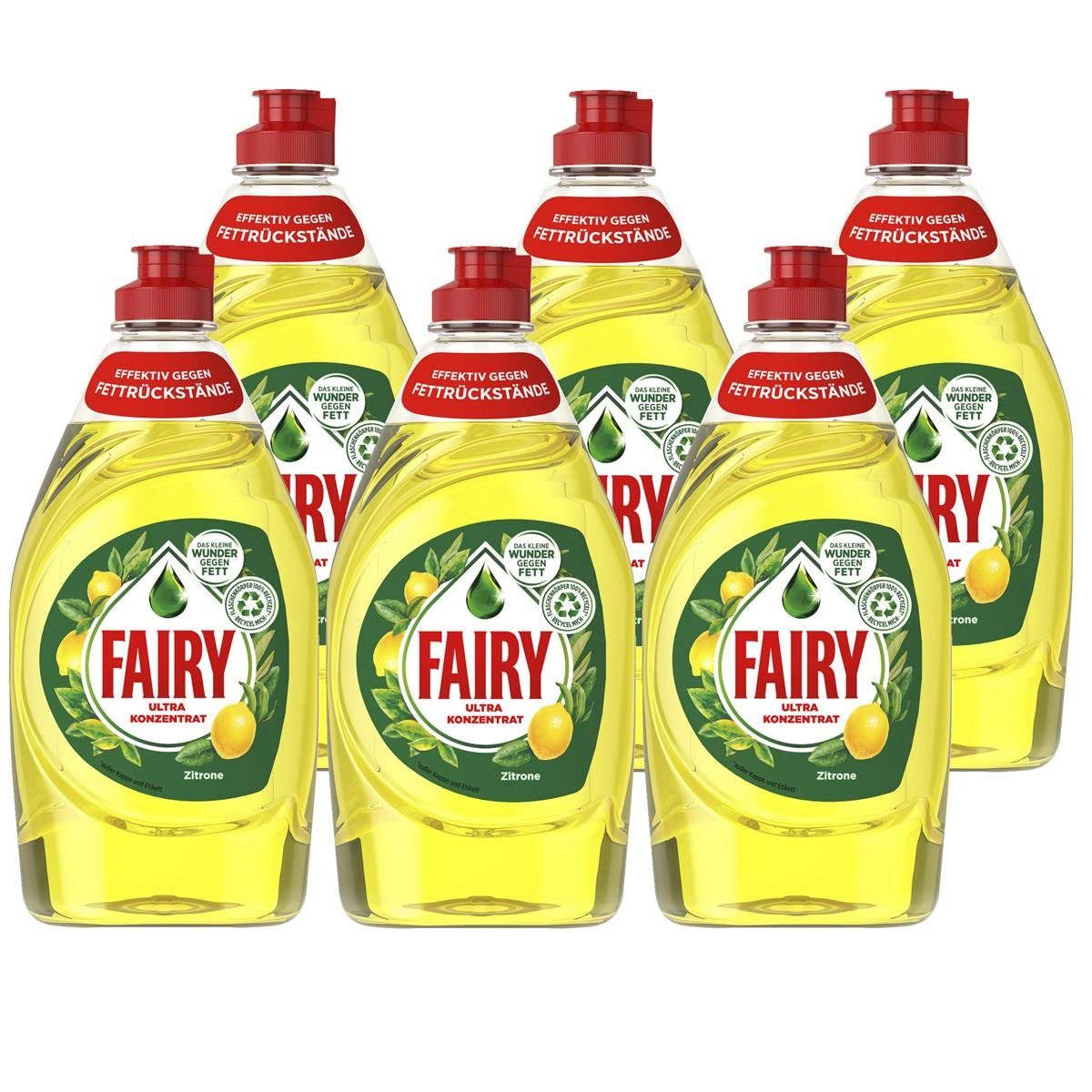 Fairy Fairy Spülmittel Ultra Konzentrat Zitrone 450ml - Gegen Fett (6er Pack Geschirrspülmittel