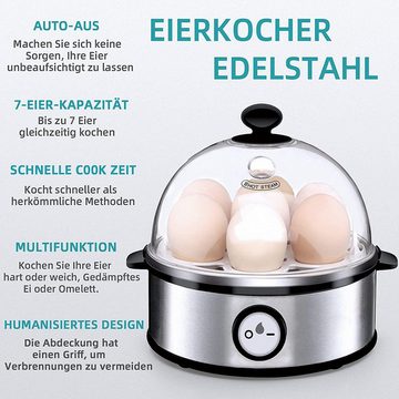 HOUROC Eierkocher Eierkocher,Elektrischer Eierkocher,Kleiner dampfgarer, Anzahl Eier: 7 St., 360,00 W, mit Abschaltautomatik,Überhitzungsschutz, BPA-frei