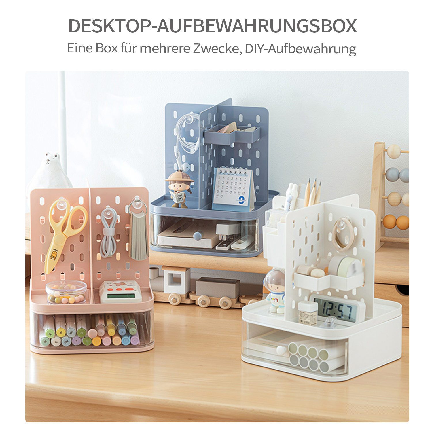 Refttenw Organizer Schreibtisch Organizer, 360° Drehbar Multifunktional Aufbewahrungsbox, Schreibtischorganizer für Büro Zuhause Schule