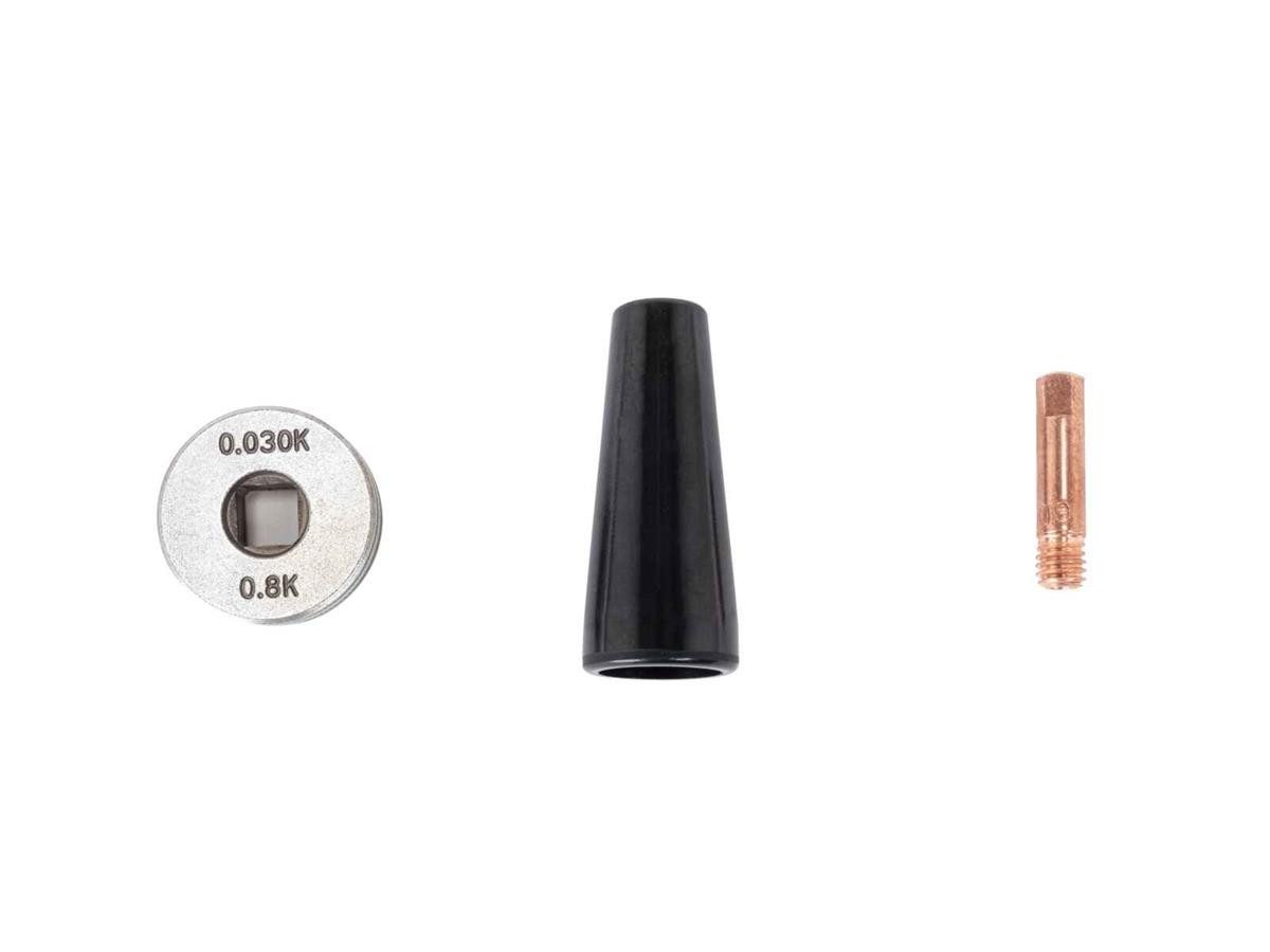 Scheppach Schweißdraht Fülldraht, (Set, 3St), 2 Düsen mit 0,9, 0,8, 0,6 mm, Vorschubrolle 0,6; 0,8 mm, Abdeckkappe