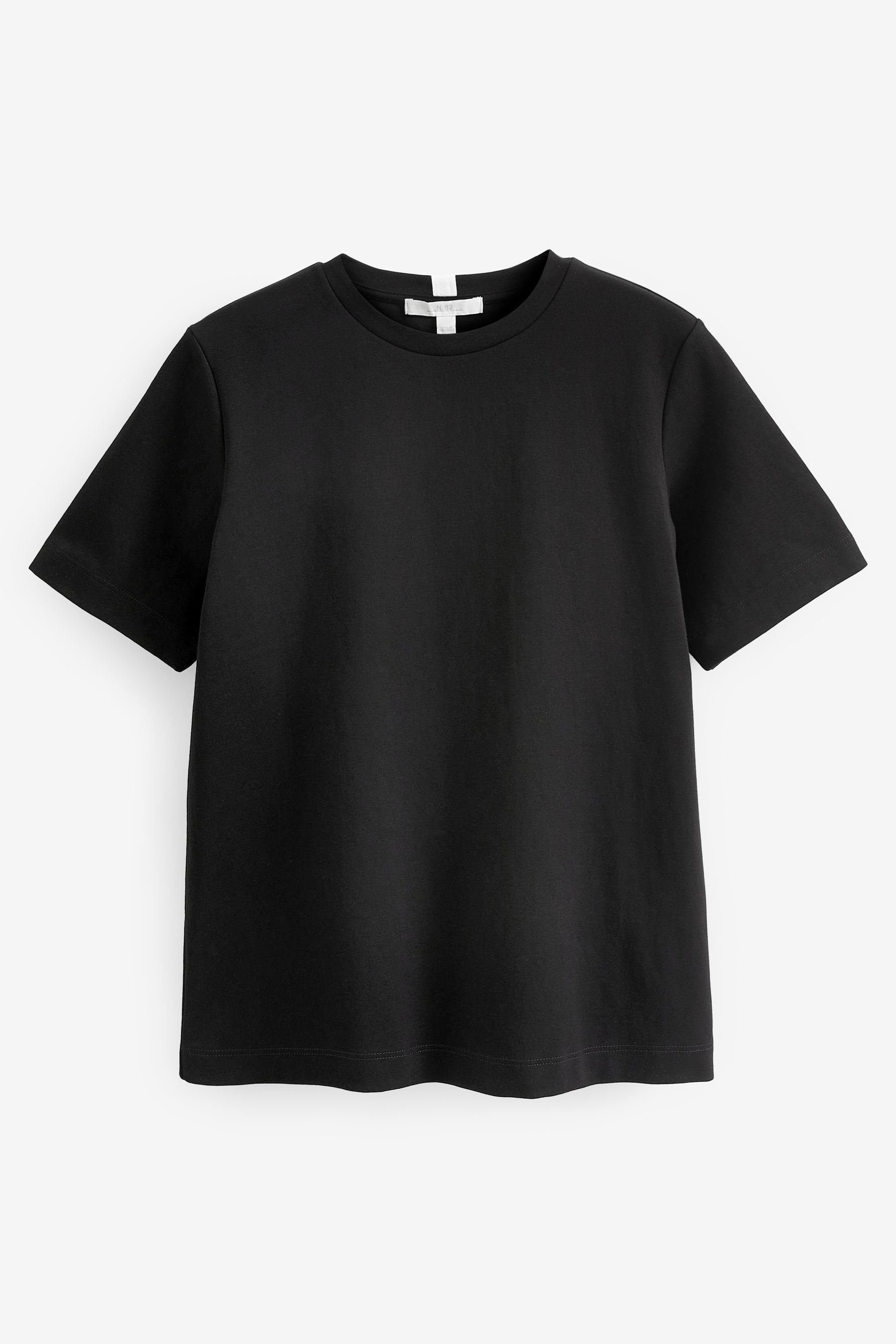 Next T-Shirt Schweres T-Shirt mit Rundhalsausschnitt (1-tlg) Black