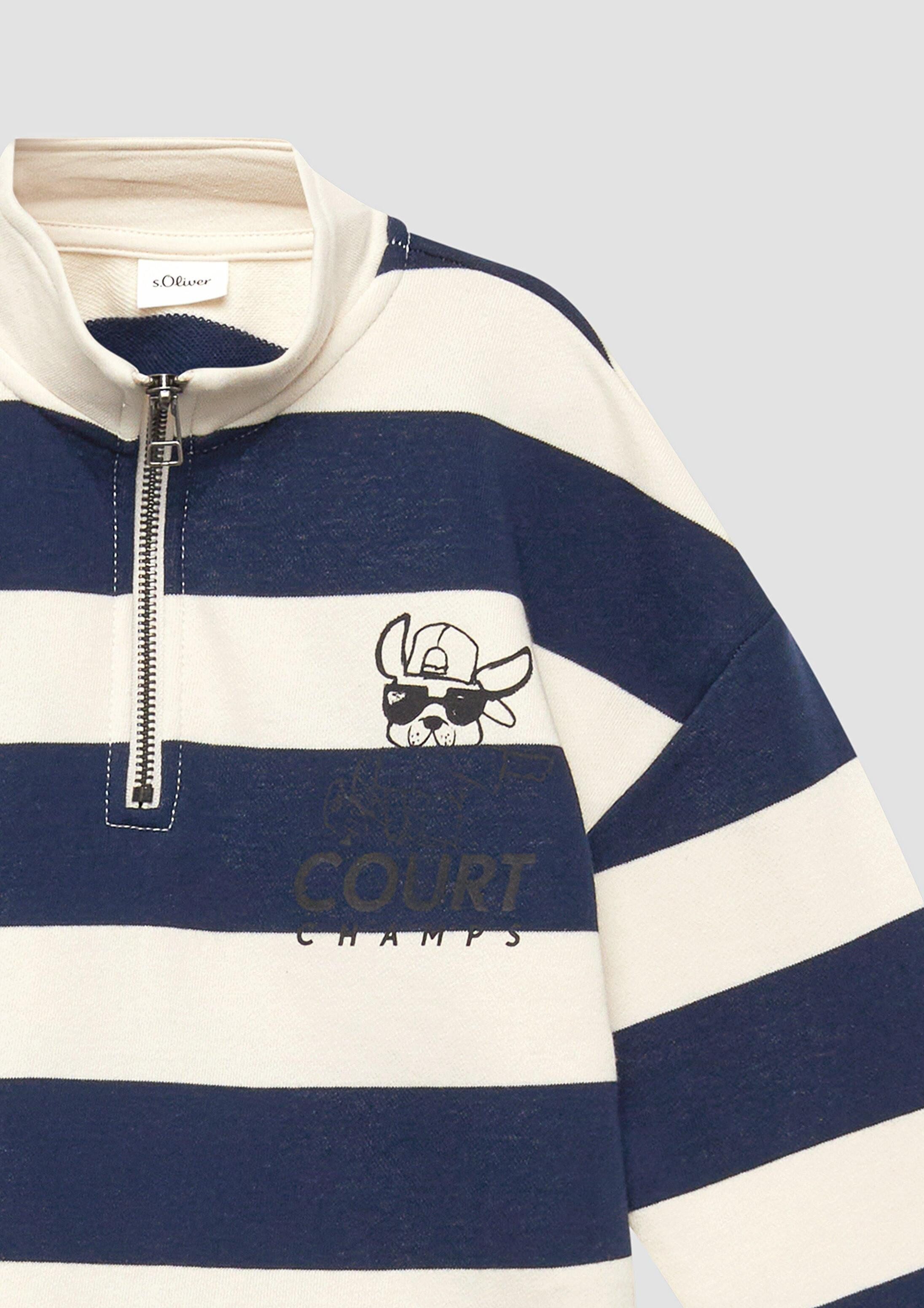 s.Oliver Sweatshirt Sweatshirt Oversize-Sweatshirt mit Print und Stehkragen – Bild 4 von 4