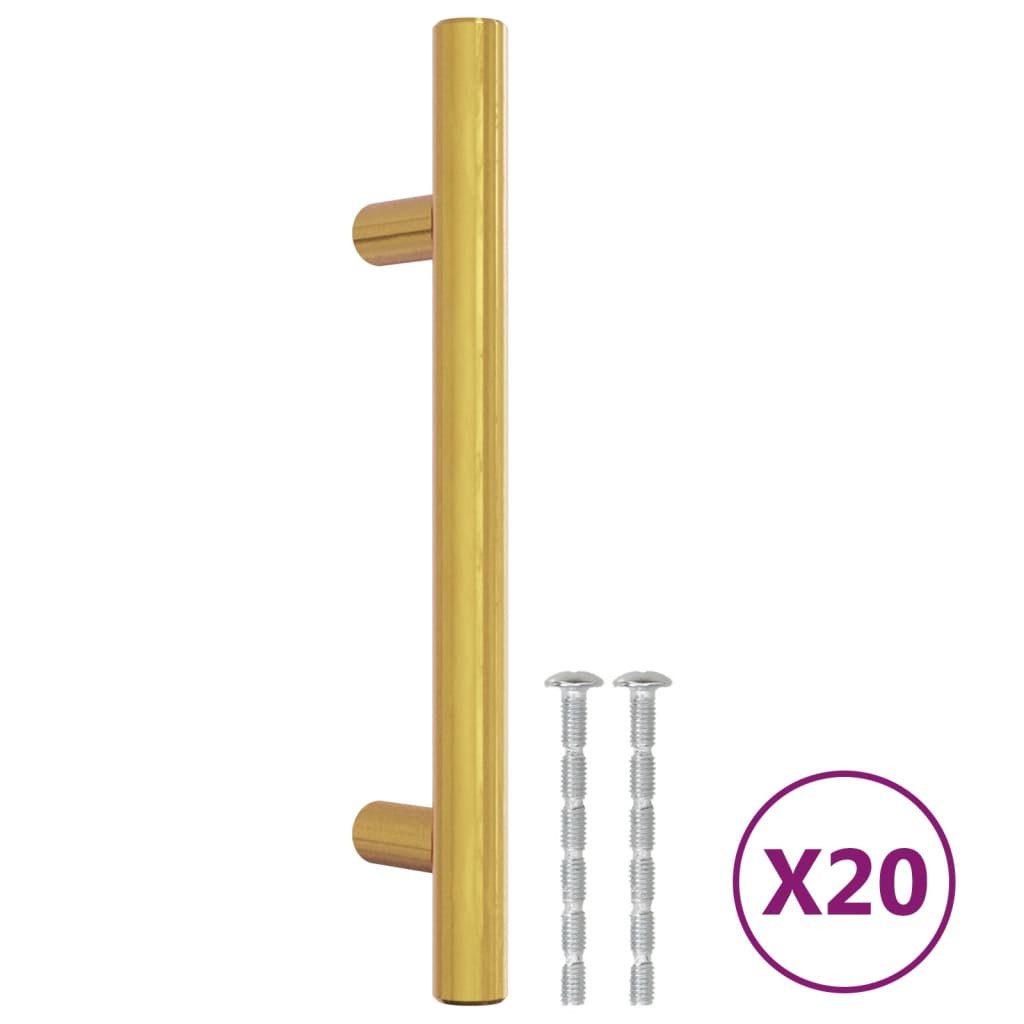vidaXL Möbelgriff 96 mm Möbelgriffe 20 Stk Golden 96 mm Edelstahl Möbelknopf Schrankgrif