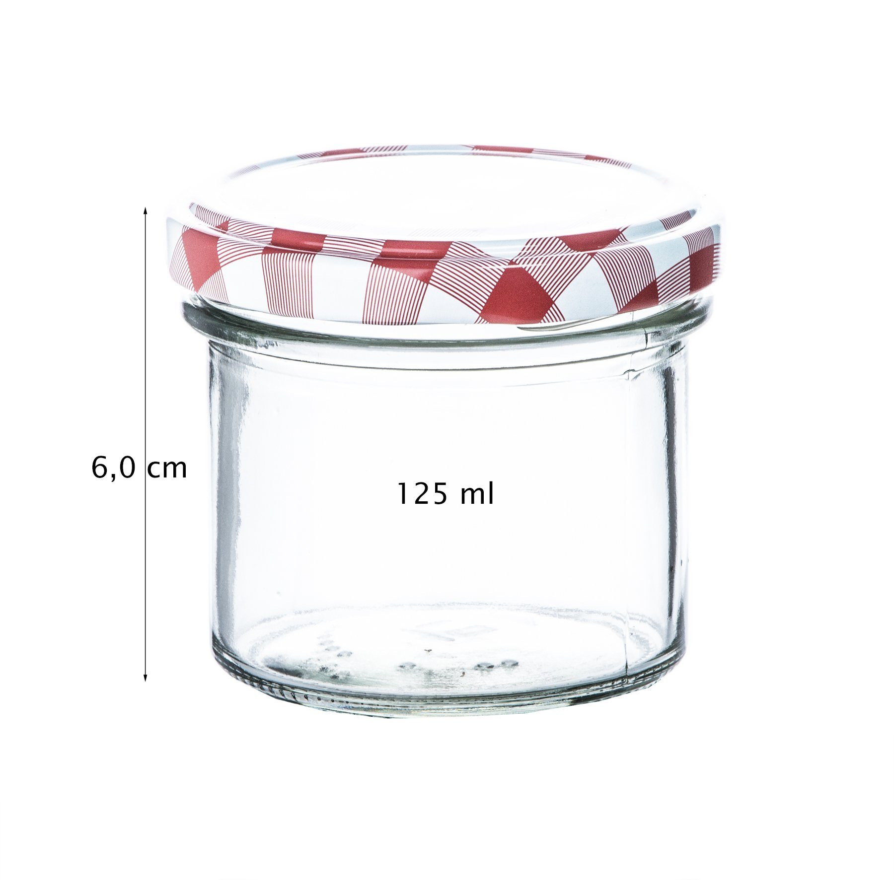 BigDean 24er Set Glas, Marmeladenglas ml 66 (24-tlg) Deckel, Einmachglas Sturzglas To Einweckglas 125