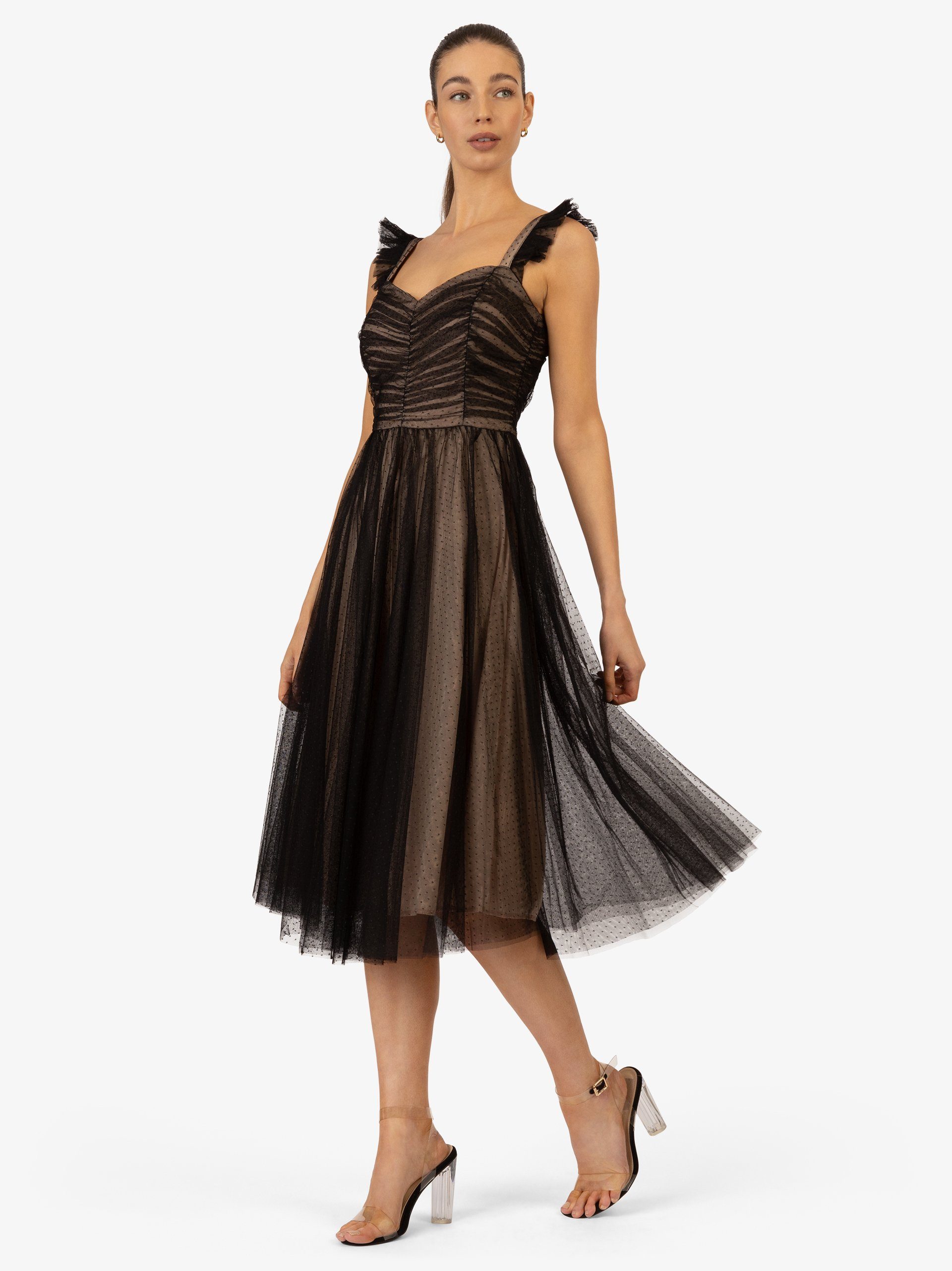 Kraimod Sommerkleid mit Mini-Dots und Raffungen günstig online kaufen