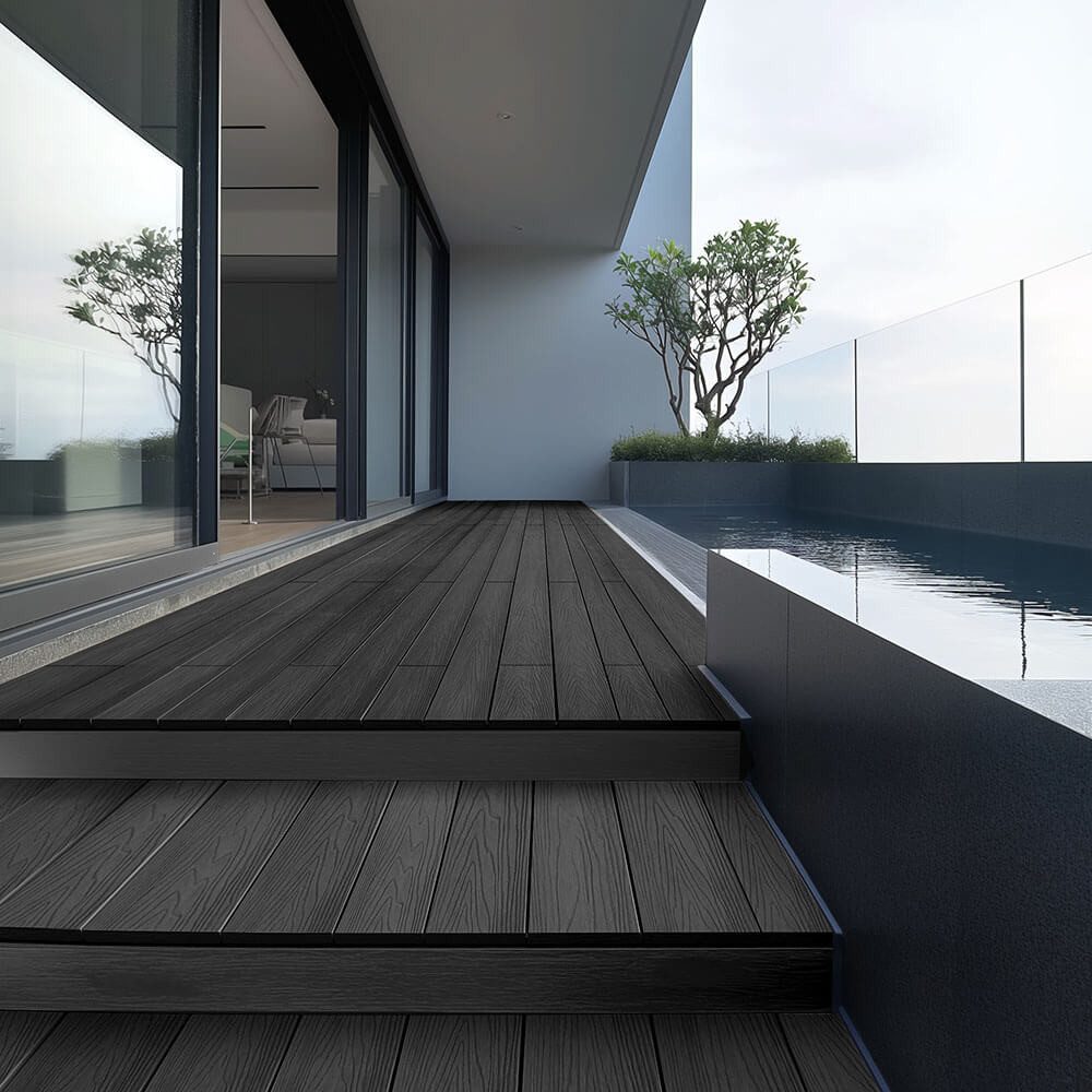 HOME DELUXE Terrassendielen WPC SAMANA PREMIUM - Mengenauswahl, 2 m², BxL: je 14,6x220 cm, (Komplettset - inkl. Unterkonstruktion), 3D-Holzoptik, WPC Hohlkammerdiele, Bodenbelag