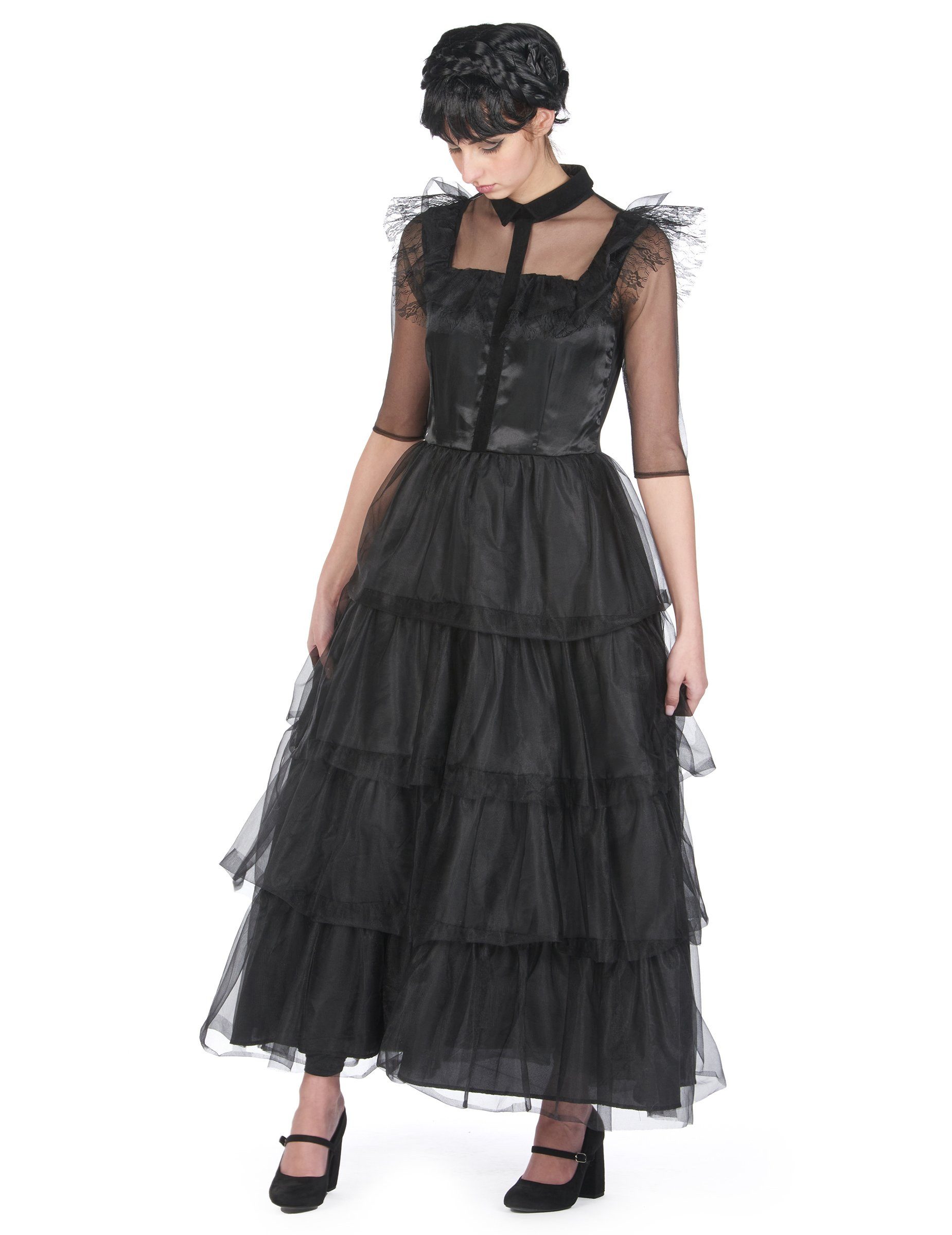 JADEO Kostüm Gothic-Kleid für Damen 2-teilig schwarz günstig online kaufen