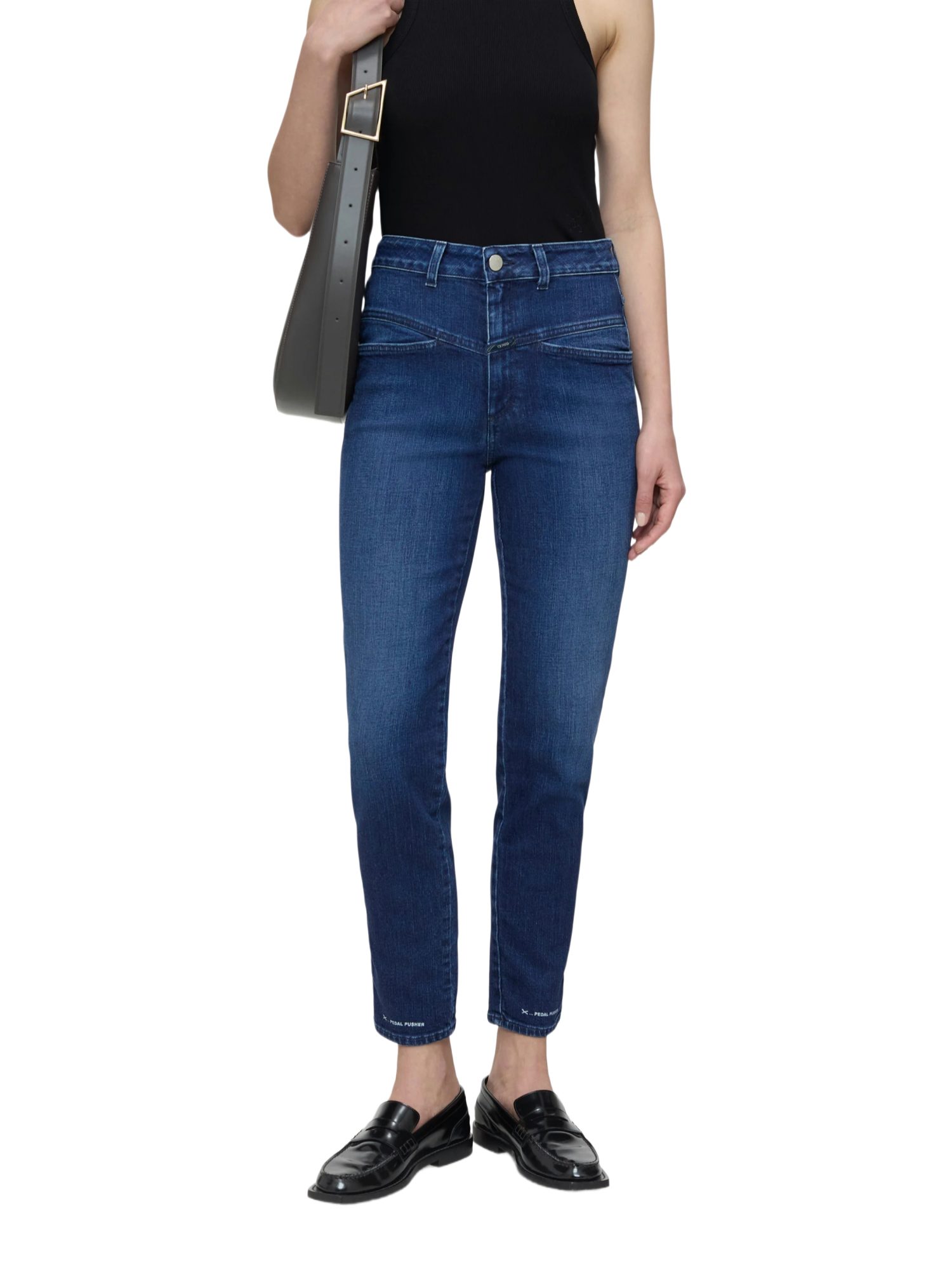 CLOSED Stoffhose blau, Casual, Baumwolle, Unifarben, Tapered Fit, Hoch