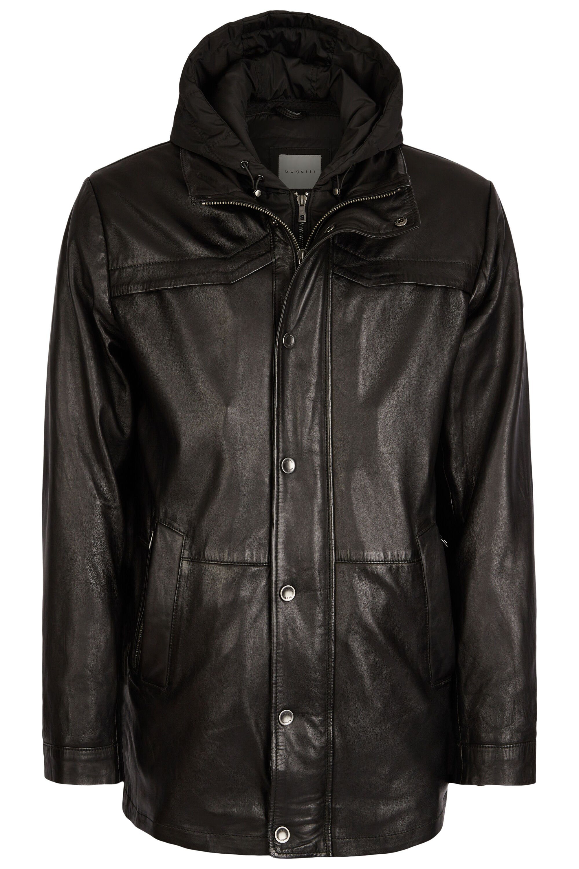 bugatti Lederjacke BUVILIO (1-St) mit Stehkragen und Kapuze günstig online kaufen