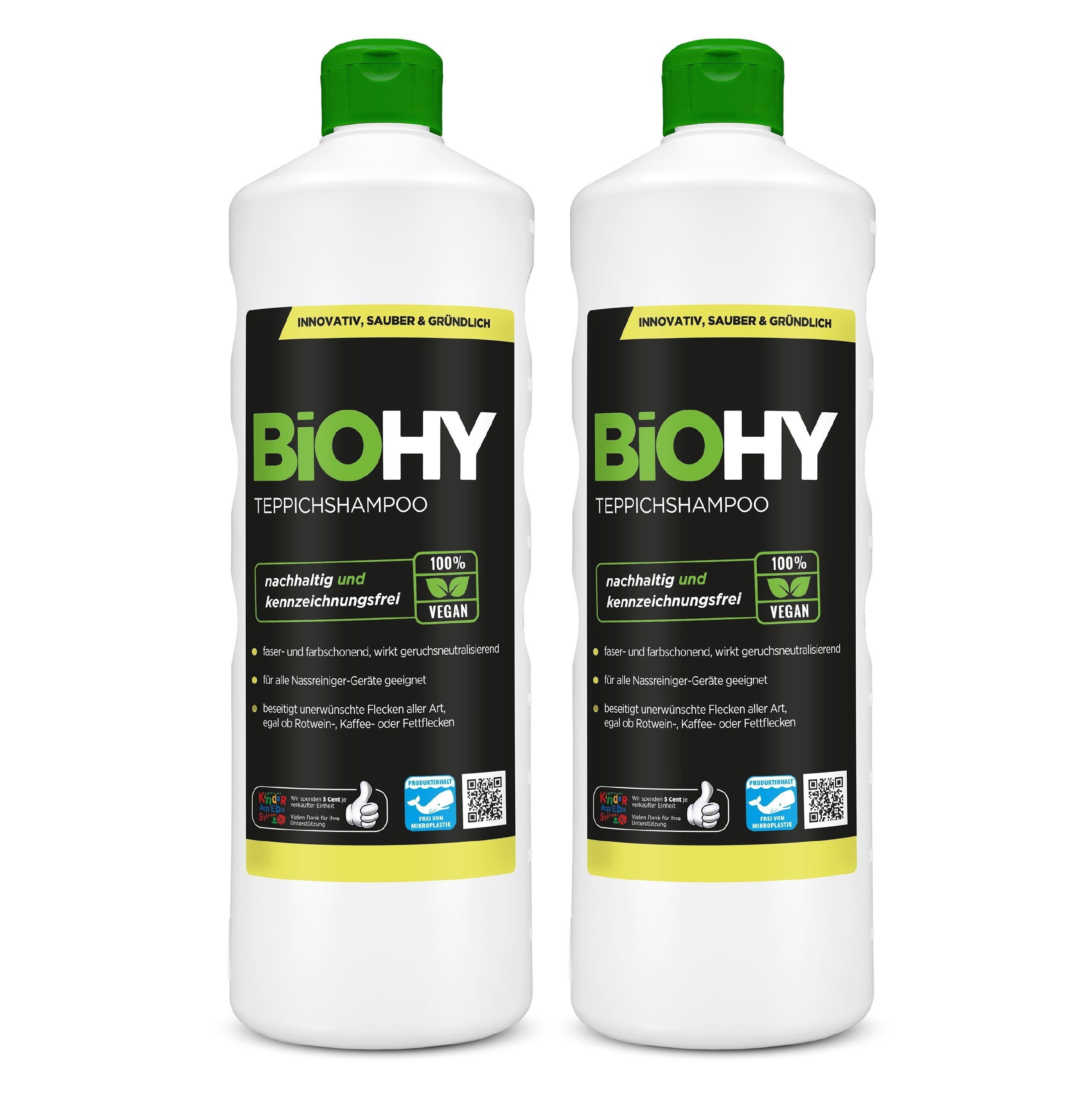 BiOHY Teppichshampoo 2er Pack (2 x 1 Liter Flasche) Teppichreiniger (2-St)