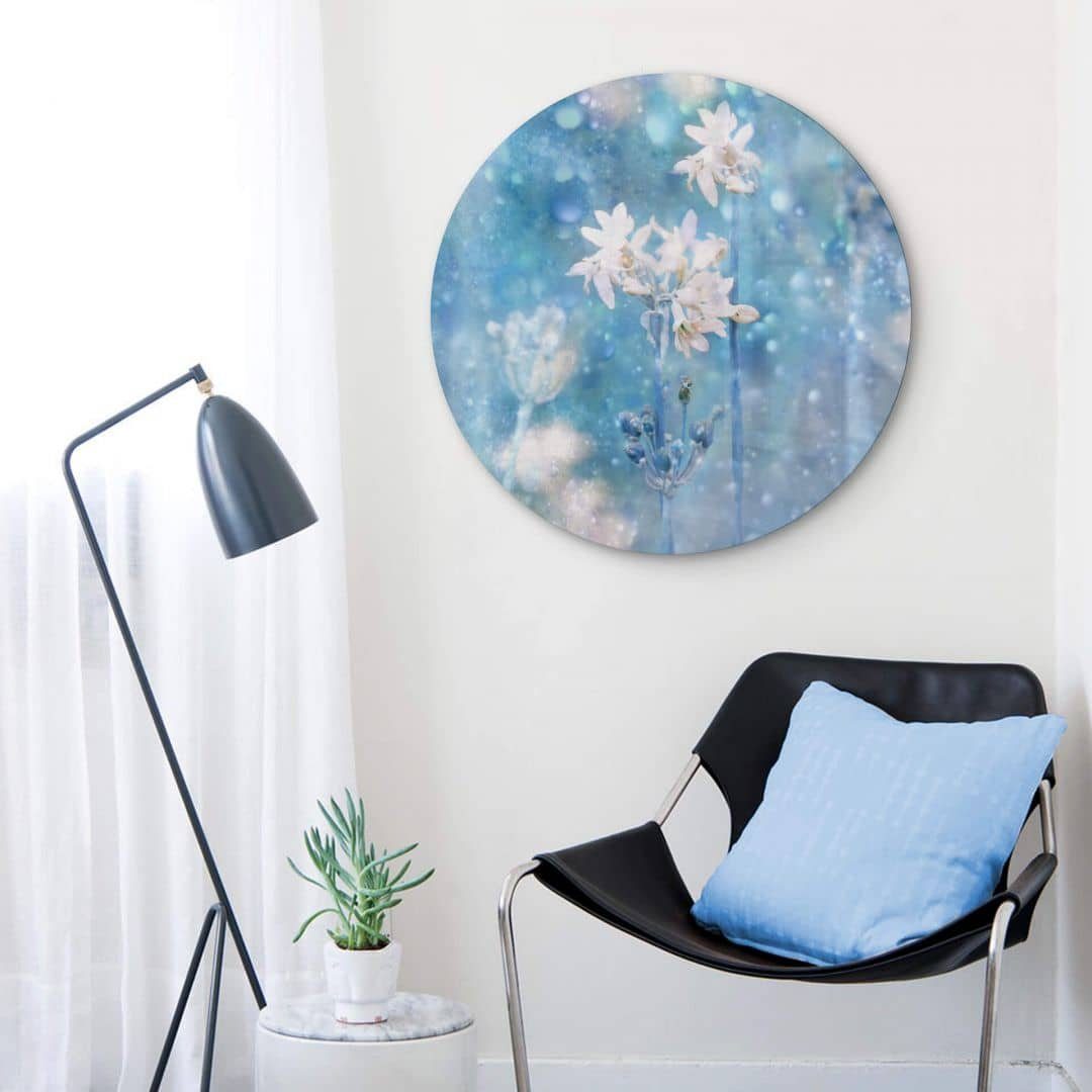 Devos Fotografie Rund Wandbild Blumen Art Wandschutz Gemälde Magie Natur, Glasbild Bilder Deko K&L Glas Wall