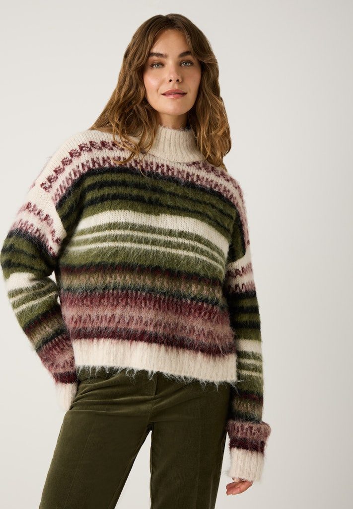 MORE&MORE Sweatshirt Hairy Multistripe Pullover günstig online kaufen