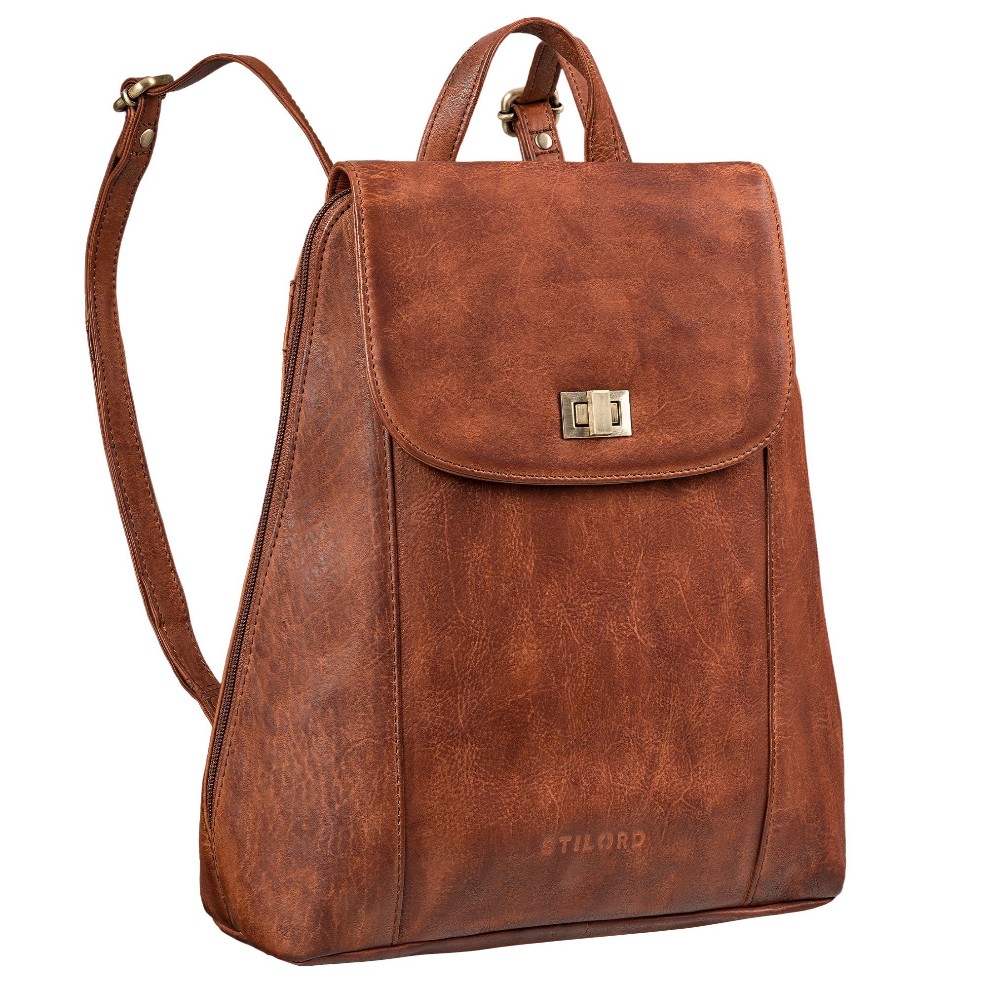 Cityrucksack "Victoria II" Lederrucksack Damen Vintage