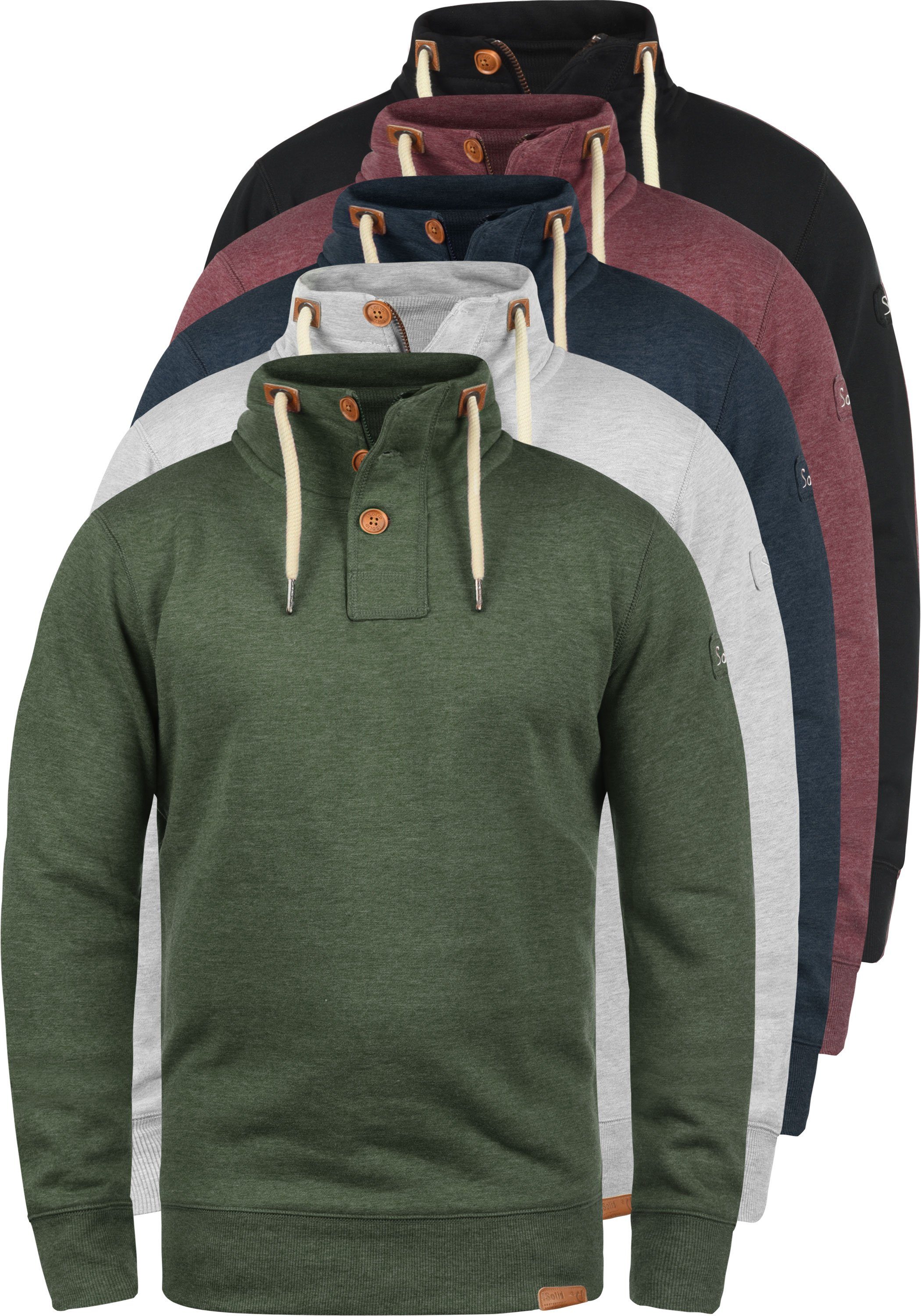 !Solid Stehkragenpullover SDTripTroyer Sweatpullover mit Knopfleiste
