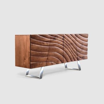 Sitheim-Europe Sideboard WAVES Massives Sideboard Akazienholz - Handgefertigter aufwendige 3D, Die aufwändige 3D-Oberfläche wird in sorgfältiger Handarbeit gefertigt