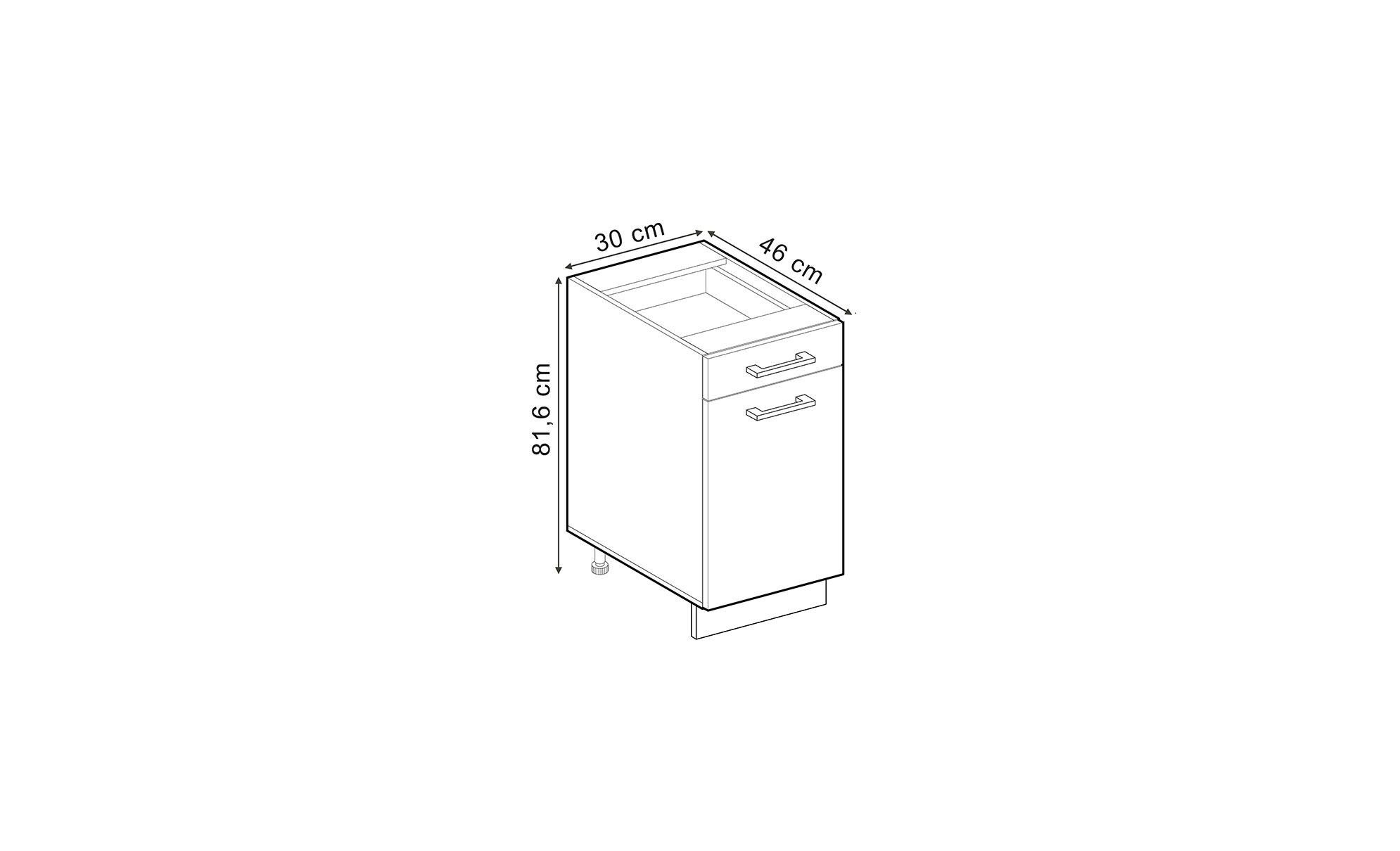 Vicco Apothekerschrank R-Line, Sonoma/Goldkraft Eiche, 30 cm, AP Eiche (1-St)