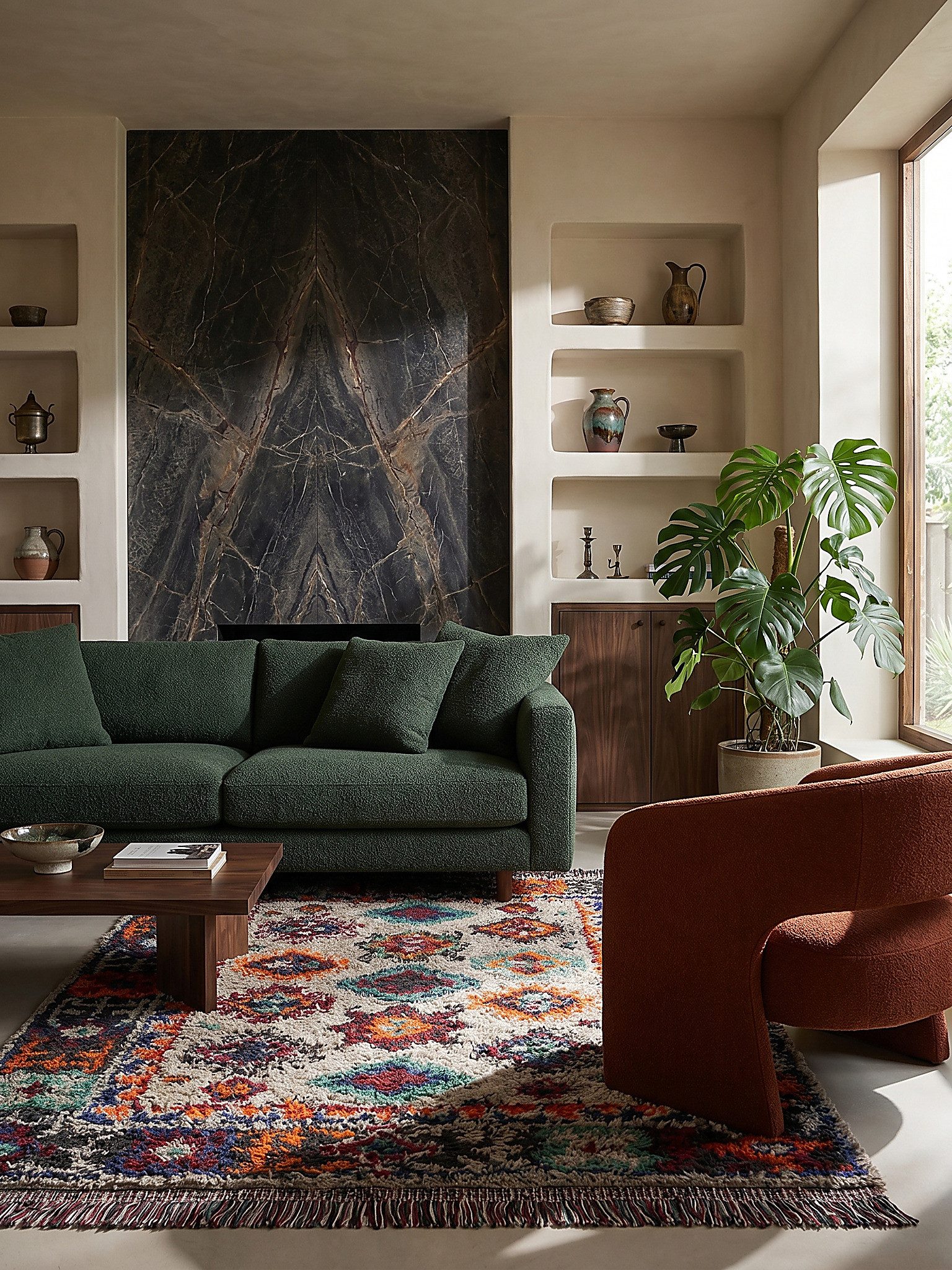 KADIMA DESIGN Teppich TAFRAUT Schlafzimmerteppich Hochflor 133x190 Multi kuschelig weich, Rechteckig, Höhe: 34 mm, Polyester recycelt, 30 mm, 2590 g/m², rutschhemmend, pflegeleicht