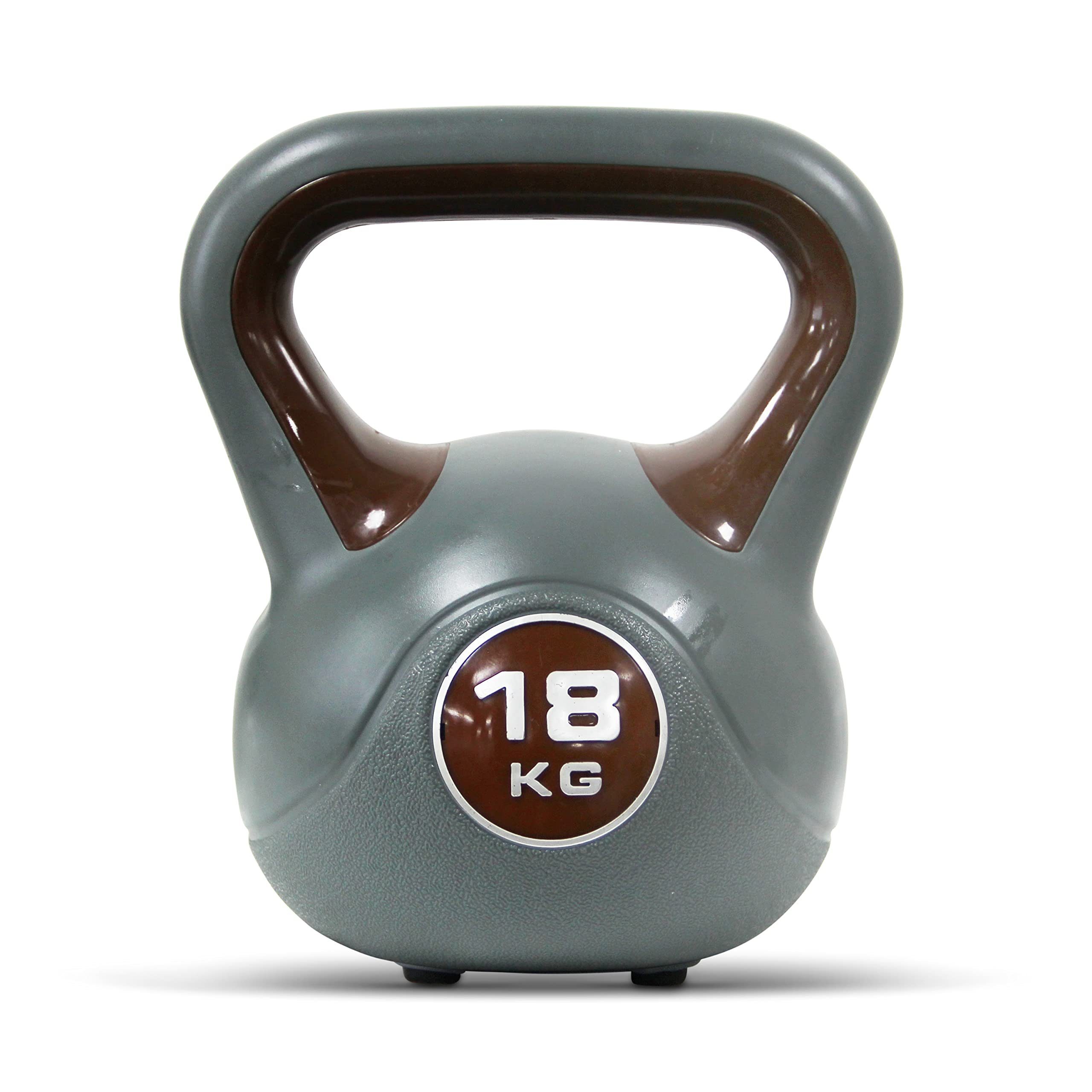 kg Kugelhantel 18 Braun Kettlebell Farben/Gewichte, - 2-20 Kunststoff versch. POWRX Workout, inkl. Kg