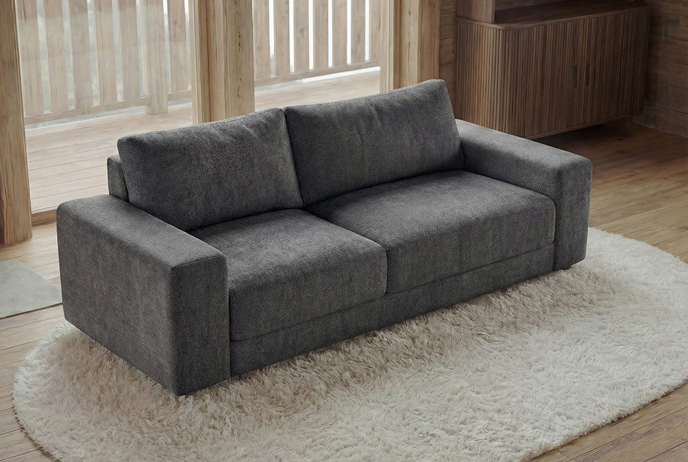 riess-ambiente 3-Sitzer LOFT 210cm grau - Vogue Velours Samt, Taschenfederkern, Rundumbezug, Einzelartikel 1 Teile, Moderne Couch - ideal für Wohn- und Schlafzimmer oder Loft-Wohnungen
