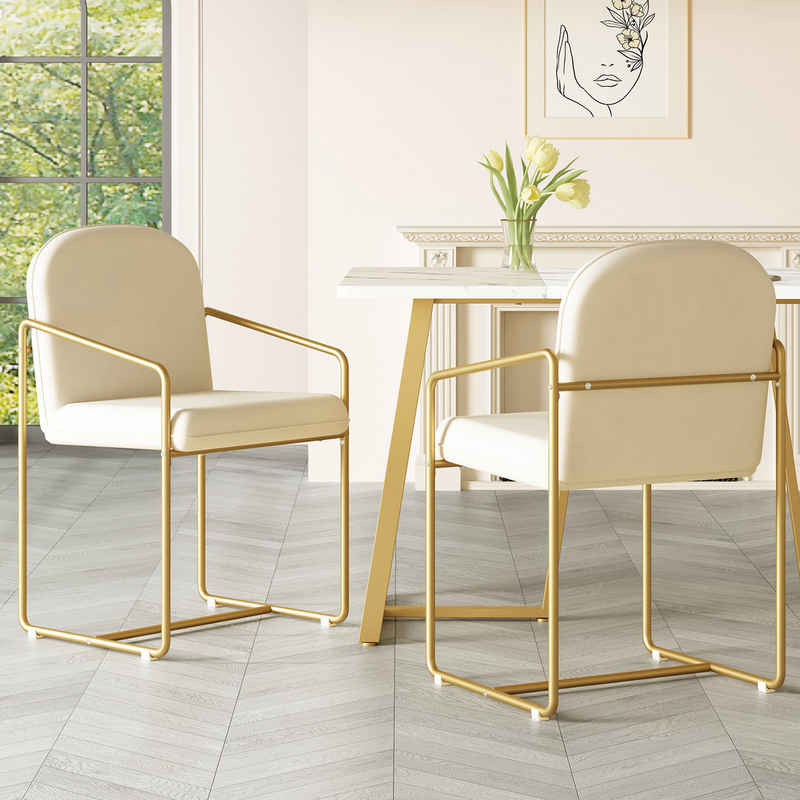 MODFU Essgruppe Moderner Küchentisch Set, (2-tlg), mit goldenen Beinen, Samt, bequemer moderner minimalistischer Stil