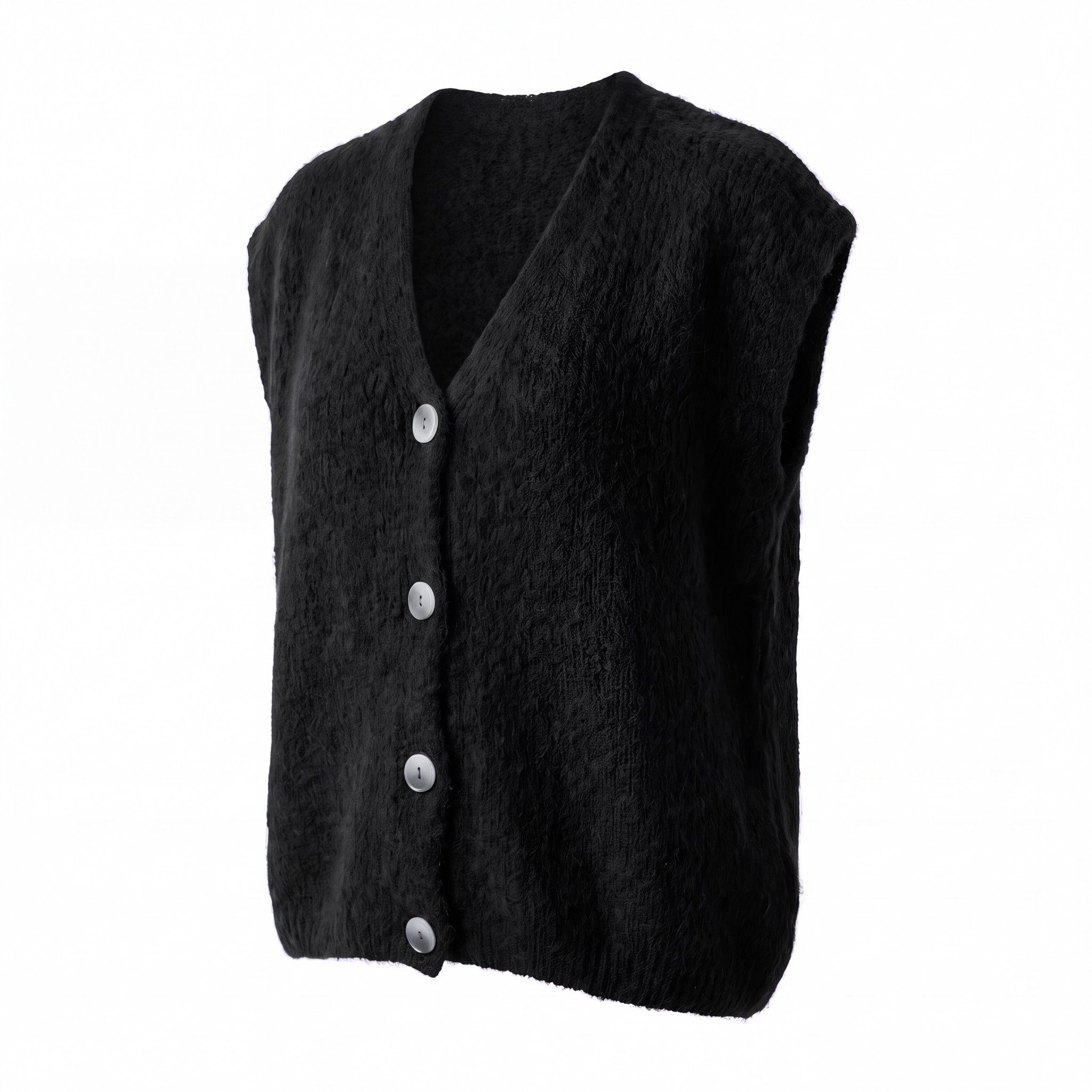 OriginalYou Strickweste Kurzweste Damen Flauschige Oversize-Weste V-Ausschnitt Oversize Look, geeignet für die Größe 38/42