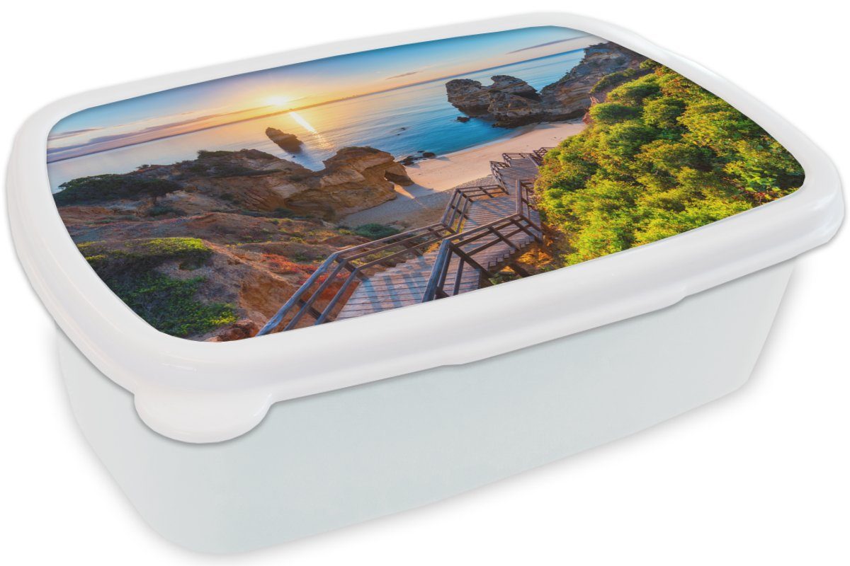 - Brotbox Lunchbox Jungs Erwachsene, Meer - Kinder Portugal, MuchoWow für Mädchen und für Strand (2-tlg), Brotdose, Kunststoff, und weiß