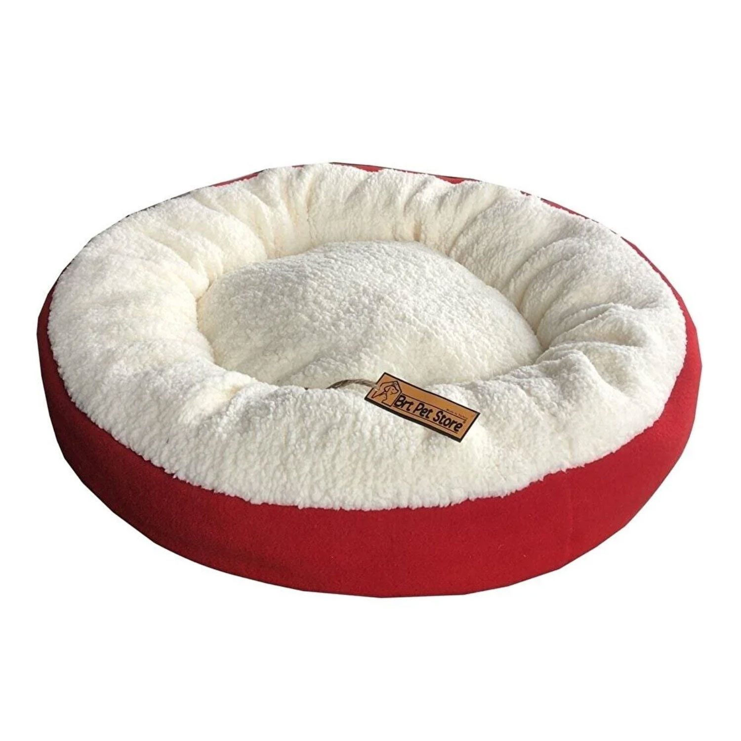 Jungengel Katzenliege Katzenbett Katzenkissen 55cm Grau Rot weich kuschelig Haustierbett, Extra Soft, Waschbar bis 30°C, Großzügig gefüllt